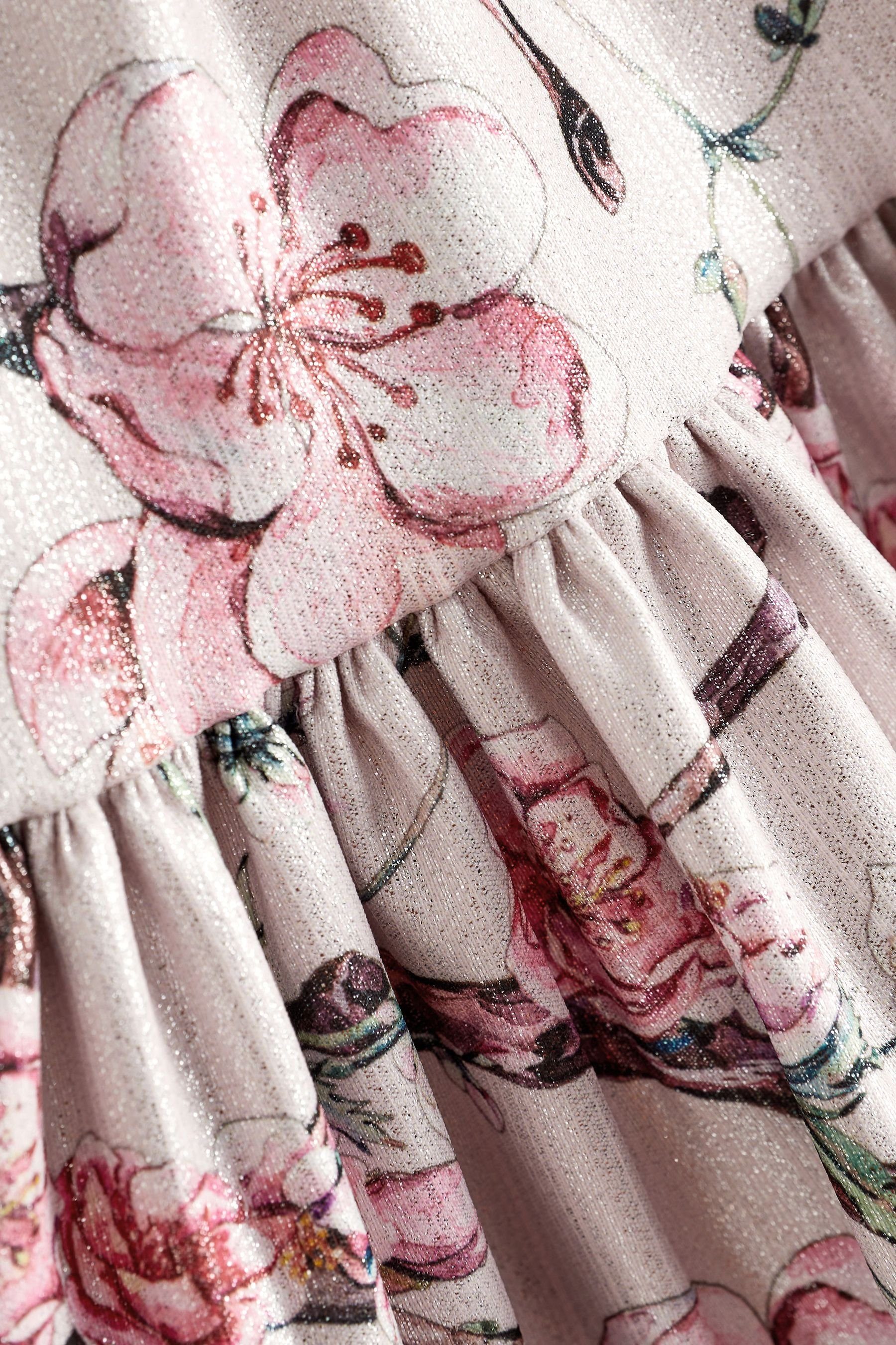 Metallic-Kleid mit Druckkleid (1-tlg) Next Blumen-Print Pink