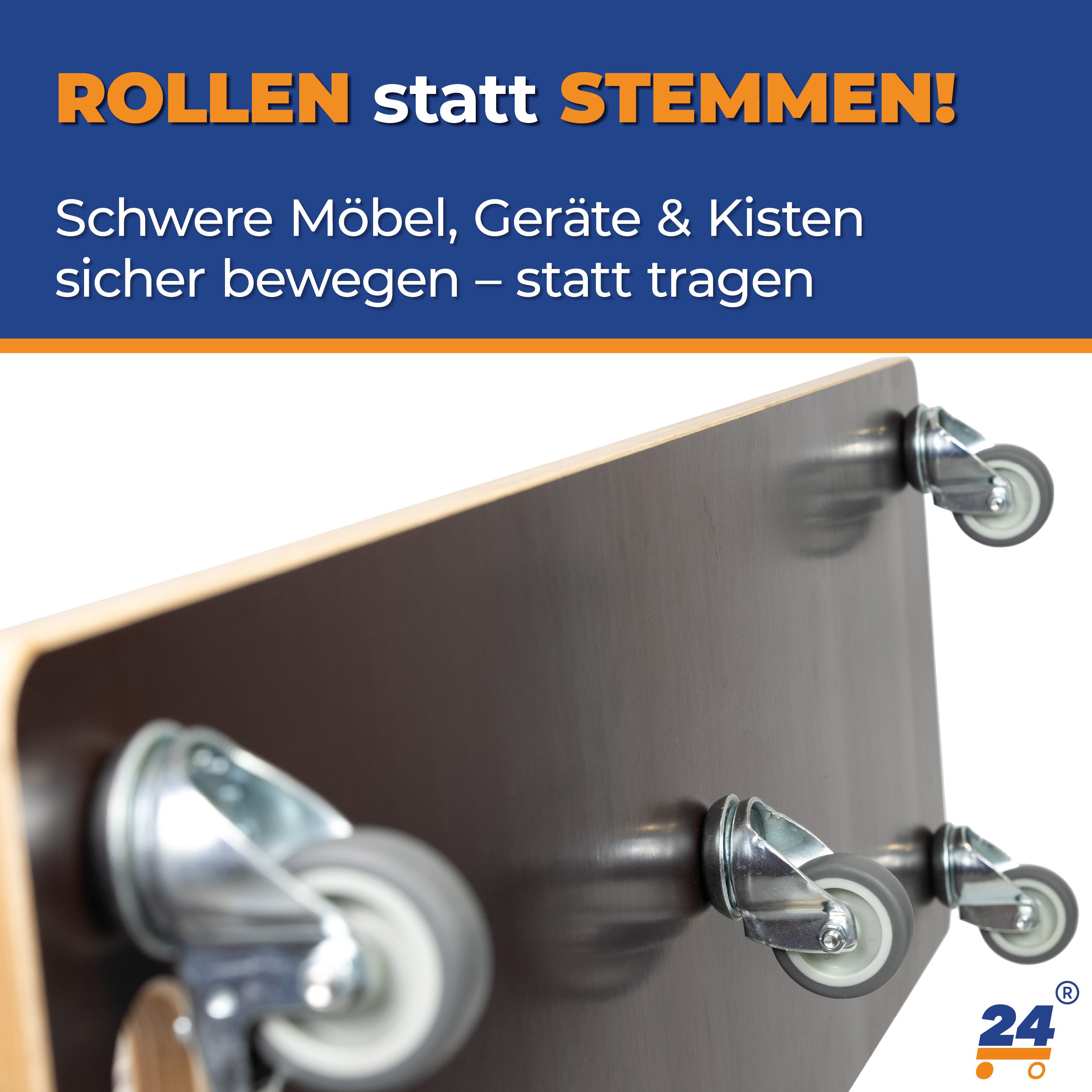 Rollbrett24 Transportroller Lastenmeter 100x30cm - 180kg Traglast, Möbel & Umzug, (4-St., 1 Meter langes Rollbrett für sperrige Gegenstände), praktische Transpo – Bild 4 von 5