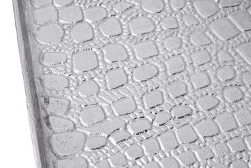 MichaelNoll Dekotablett Tablett - Servierbrett Aluminium Silber - Serviertablett Metall Silbertablett Dekotablett - Deko Dekoration für Wohnzimmer Esszimmer oder Küche - Schlangenleder-Optik - 42 cm, 49 cm oder 55 cm