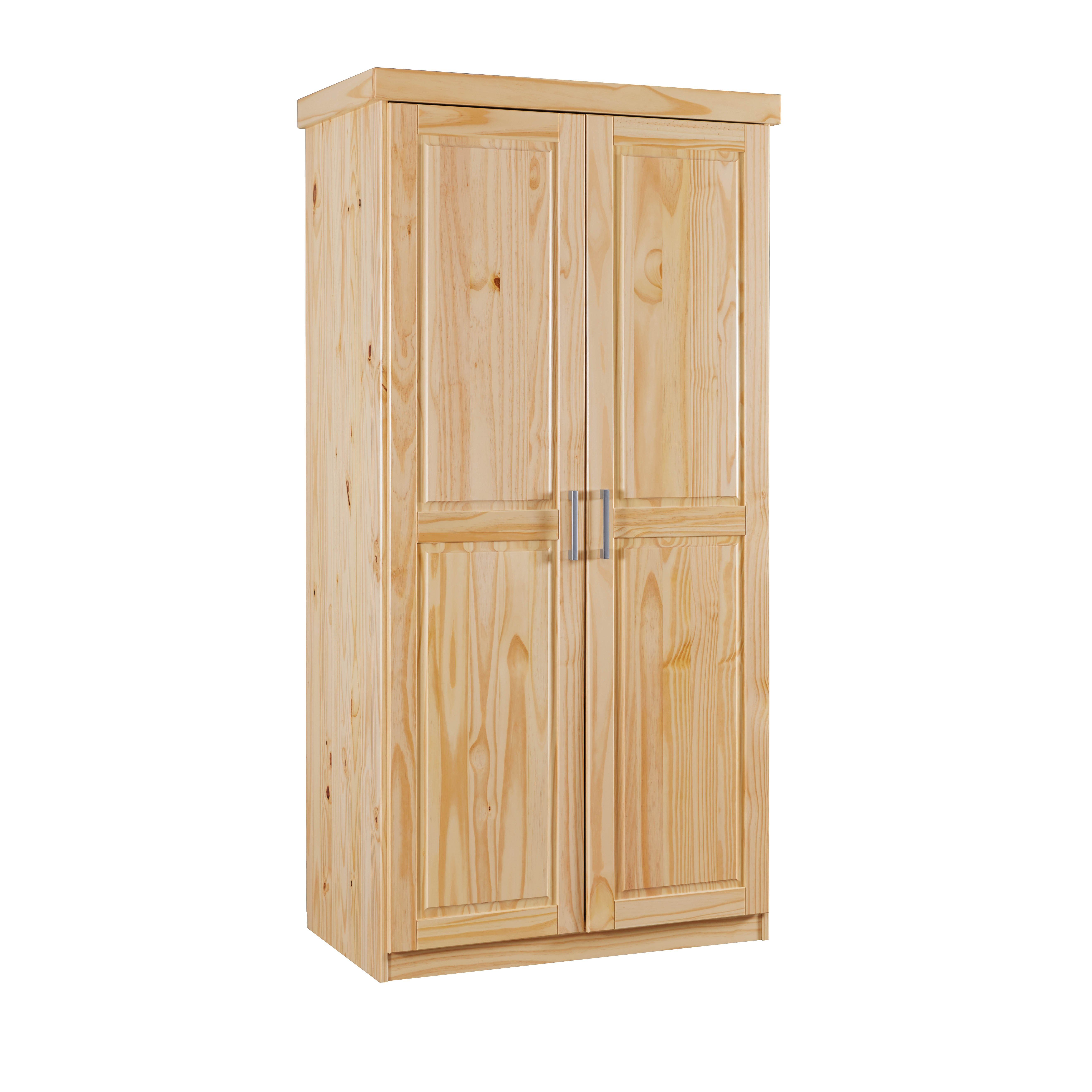 Inter Link Kleiderschrank Leon Massivholz Schrank Landhausstil, Hutablage, Kleiderstange, lackiert – Bild 4 von 5