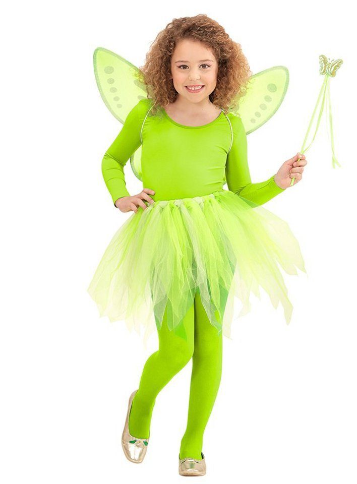 Widdmann Kostüm-Flügel Grüne Fee Accessoire-Set, Tutu, Flügel und Feenstab für eine fantastische Verwandlung