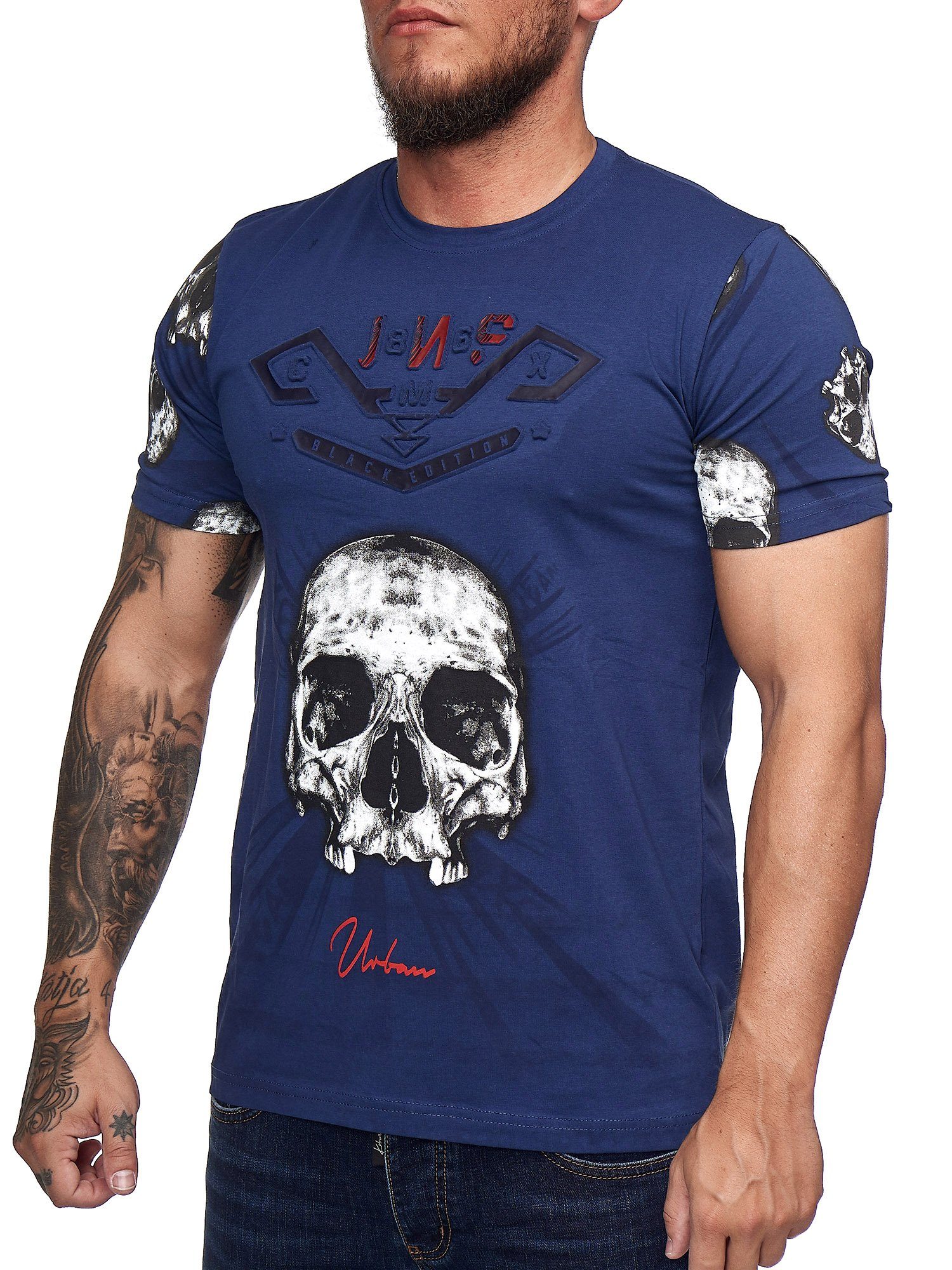 OneRedox T-Shirt Tee, TS-19-1194C modischem Polo im 1-tlg., Navy Design) Casual Freizeit Kurzarmshirt (Shirt Fitness