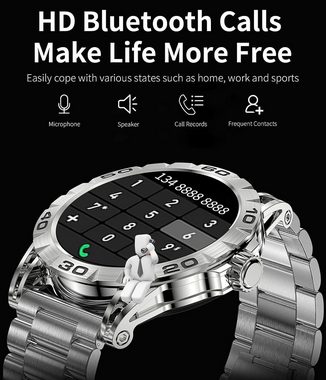 Niolina Smartwatch (1,39 Zoll, Andriod iOS), Herren Smartwatch Telefonfunktion HD Armbanduhr 100 Sportmodi Uhr