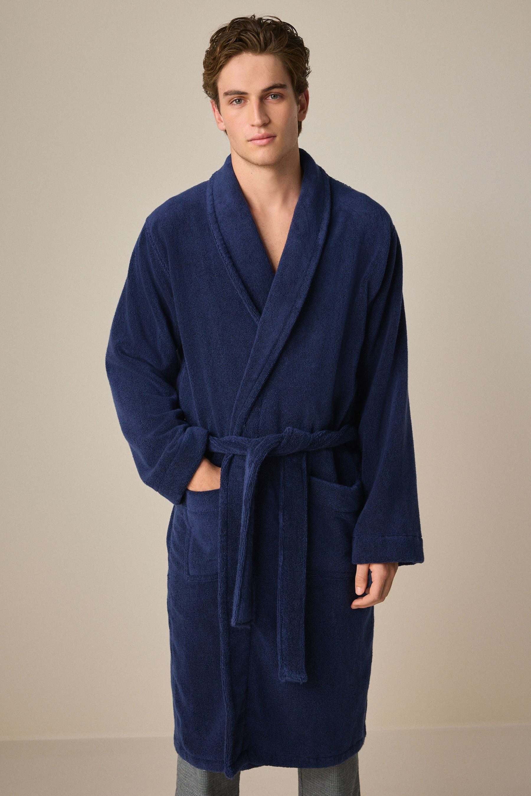 Next Herrenbademantel Premium-Bademantel aus 100 % Baumwollfrottee günstig online kaufen