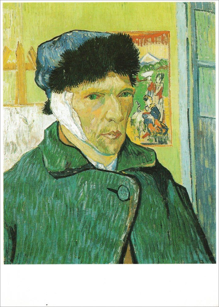 Kunstkarte "Selbstportrait Gogh Vincent Postkarte bandagiertem Ohr" van mit