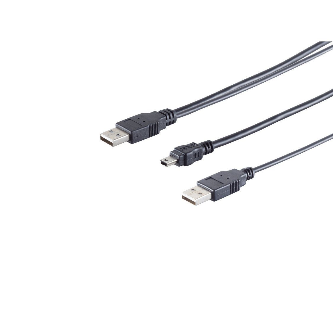 Kabelbude.eu USB-Y-Stromkabel 2xUSB A-St./USB-B-Mini 5 pin 0,6m USB-Kabel, (60,00 cm)