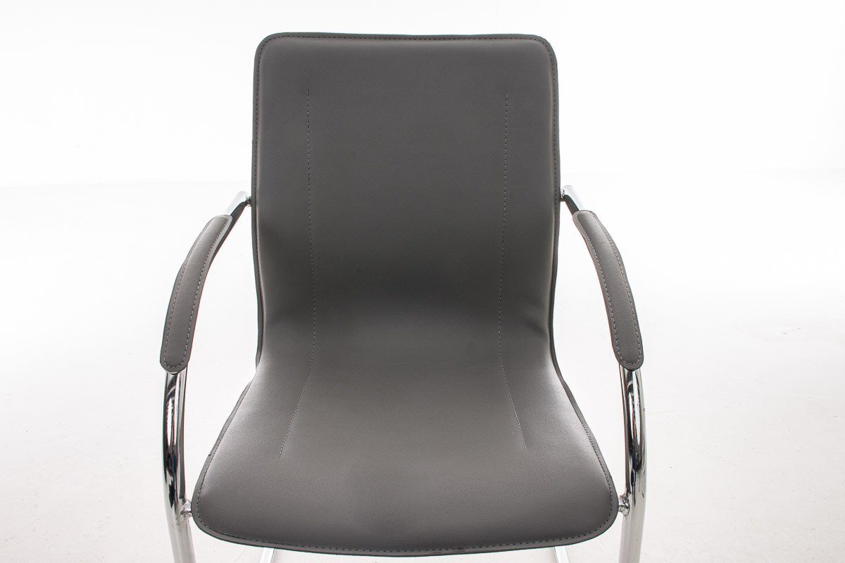 Meli Konferenzstuhl Wohnzimmerstuhl), Sitzfläche Metall Besucherstuhl mit Kunstleder - chrom grau - - (Küchenstuhl gepolsterter Gestell: - Esszimmerstuhl hochwertig TPFLiving Sitzfläche:
