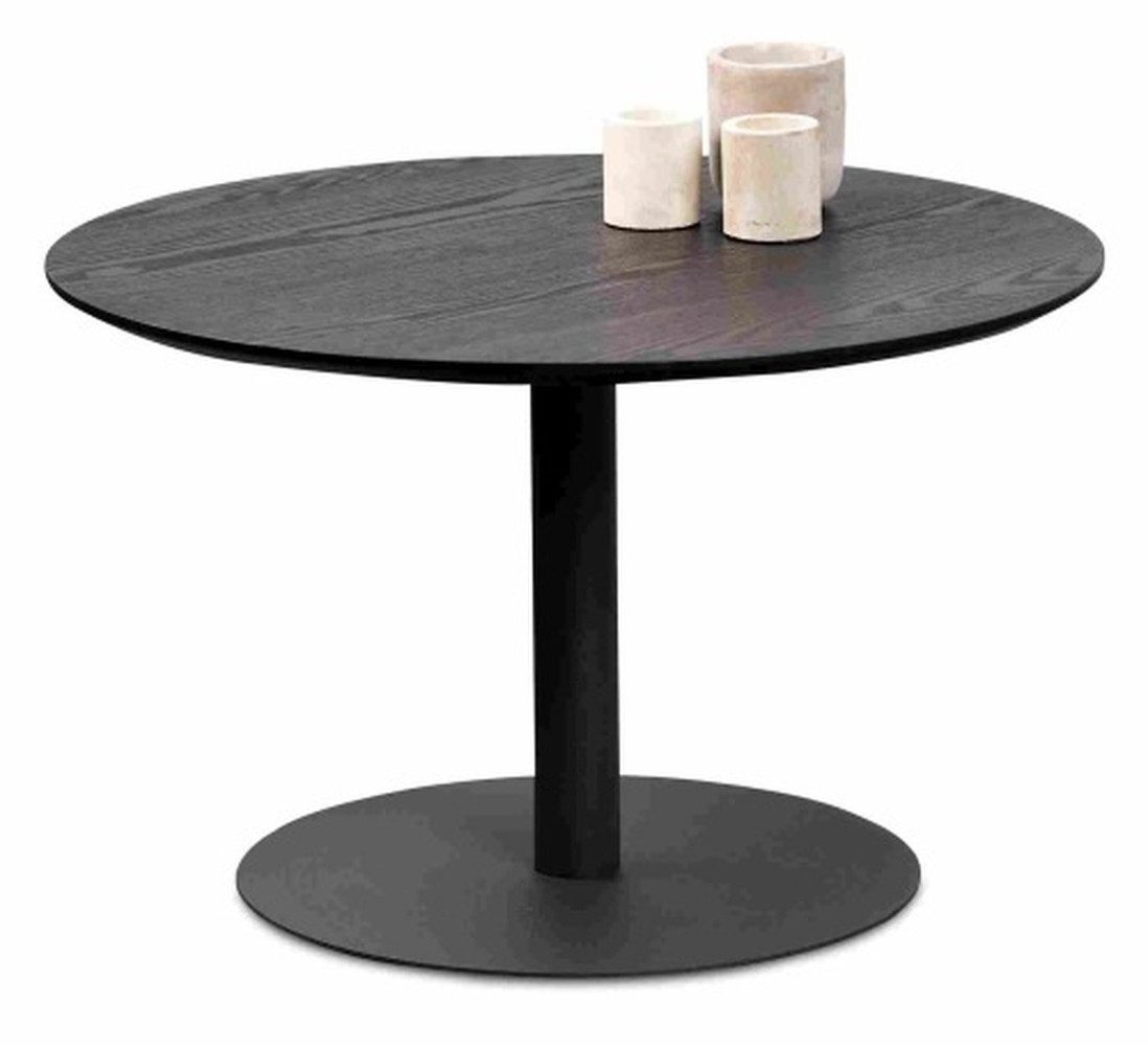 freiraum Couchtisch Ida 2, runde Form, in Esche Dekor schwarz, Metall + MDF - 37x60cm (HxD)
