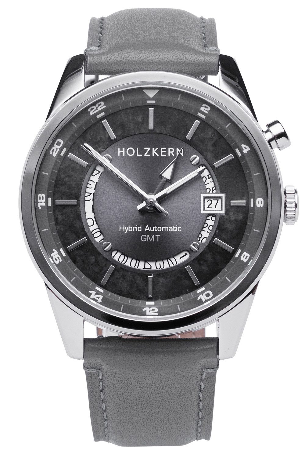 Holzkern Automatikuhr GMT Skywhirl Marmor/Silberfarben