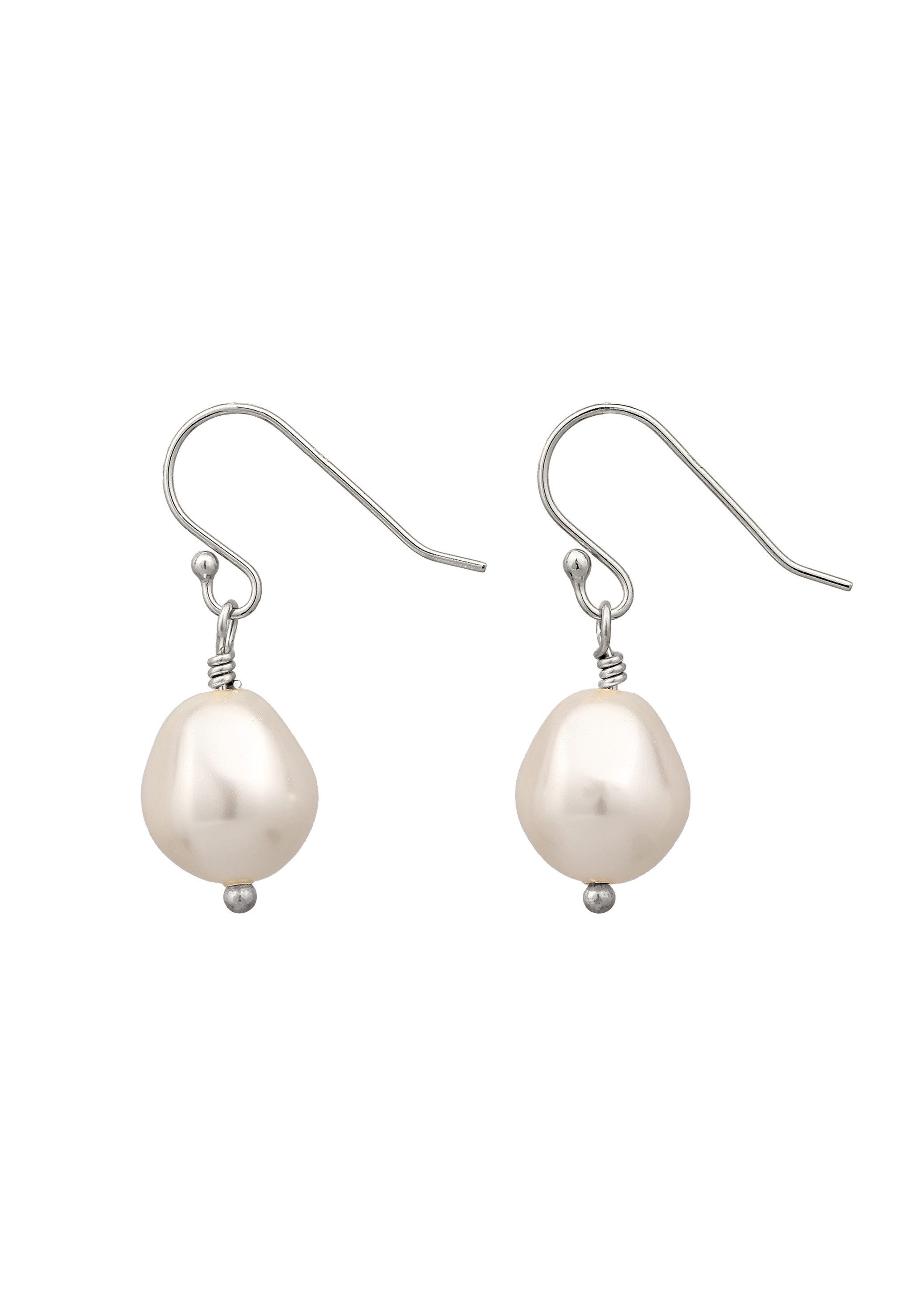 Elli Perlenohrringe Ohrhänger kurz Synthetische Perle Weiß 925 Sterling Silber