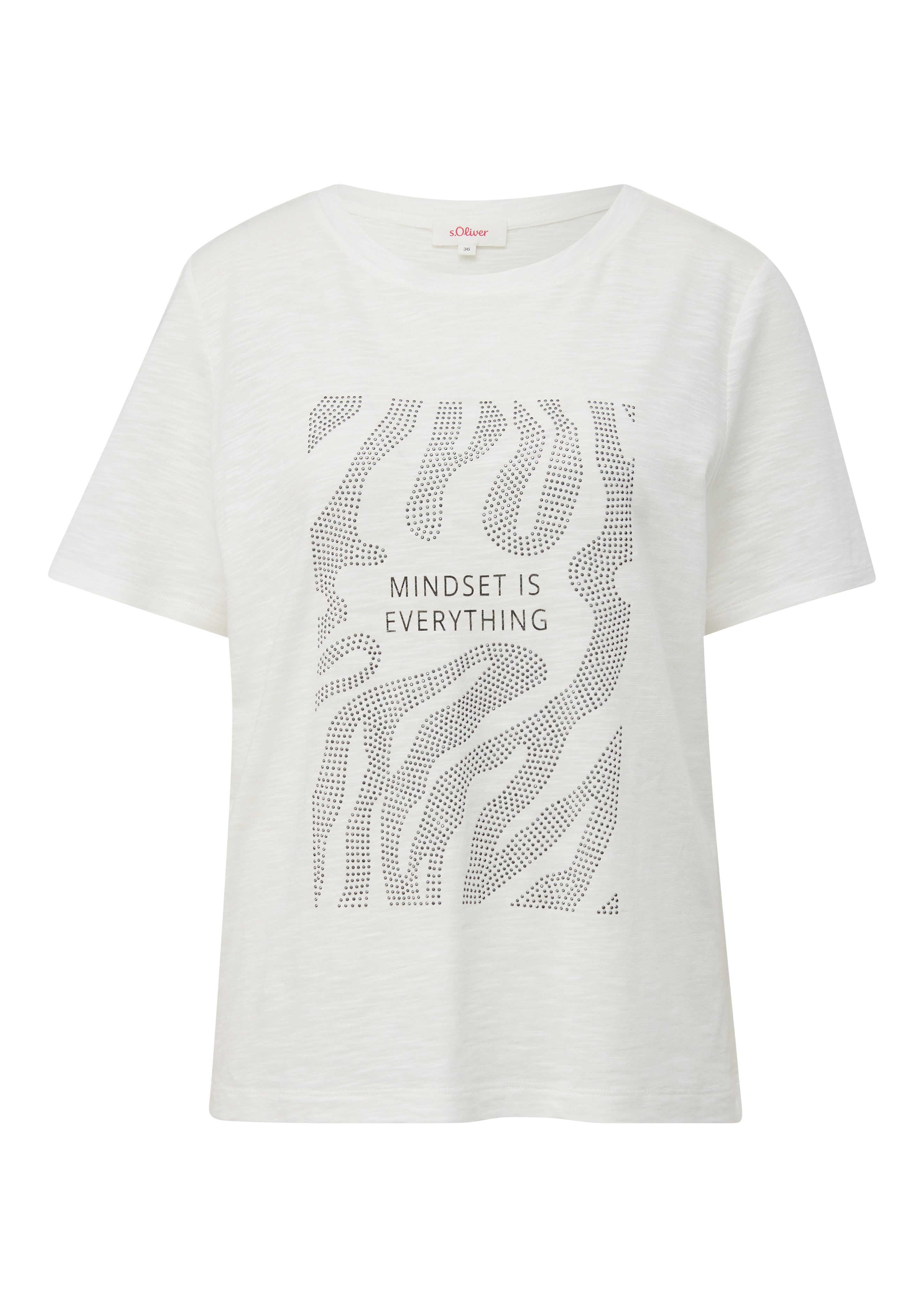 s.Oliver Kurzarmshirt Flammgarnshirt mit Schmucksteinen Schmucksteine günstig online kaufen