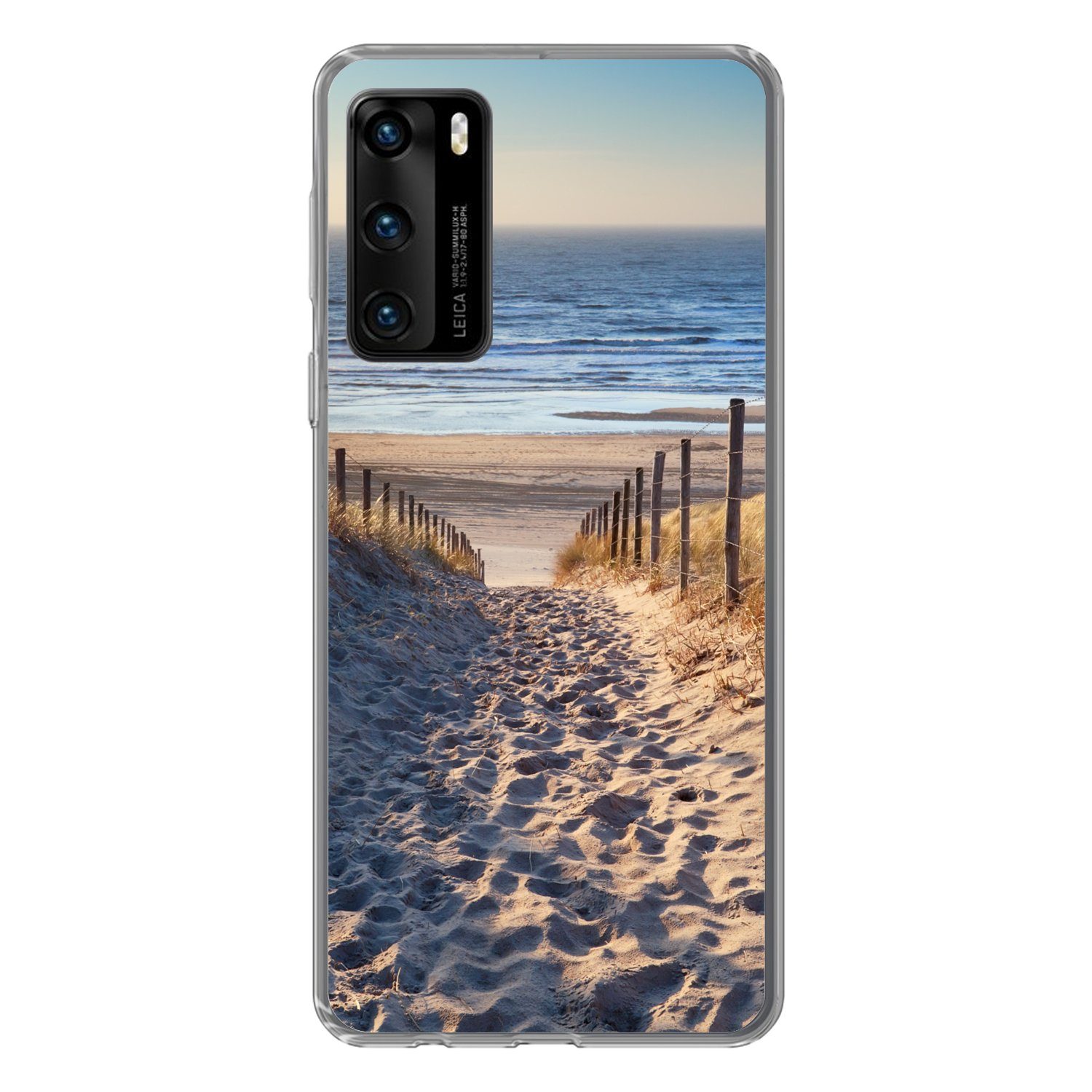 MuchoWow Handyhülle für Huawei P40 Strand - Meer - Niederlande - Dünen - Sonne, Handy Case, Silikon, Bumper Case Dünn