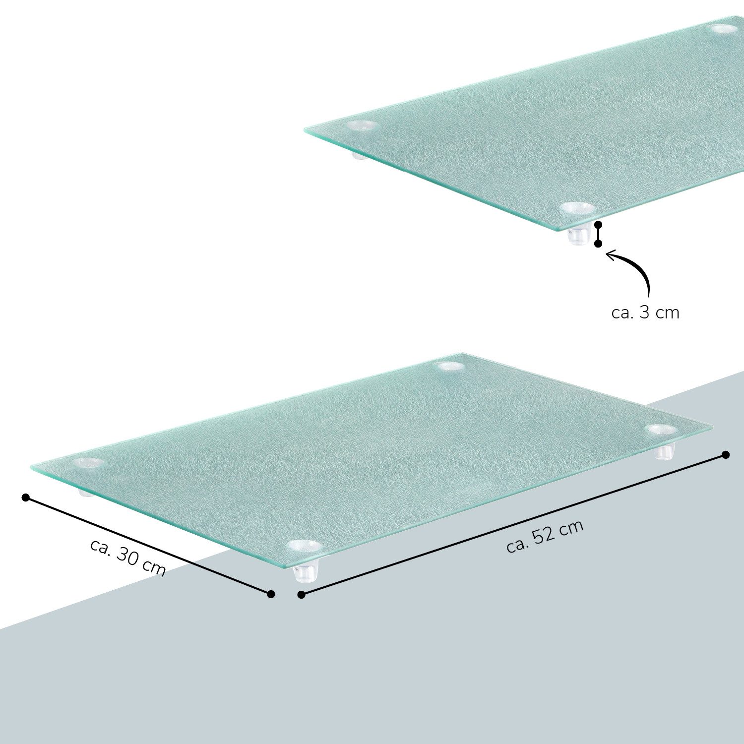 bremermann Herd-Abdeckplatte Herdabdeckplatte // 2er Set // Sicherheitsglas // ca. 30 x 3 x 52 cm