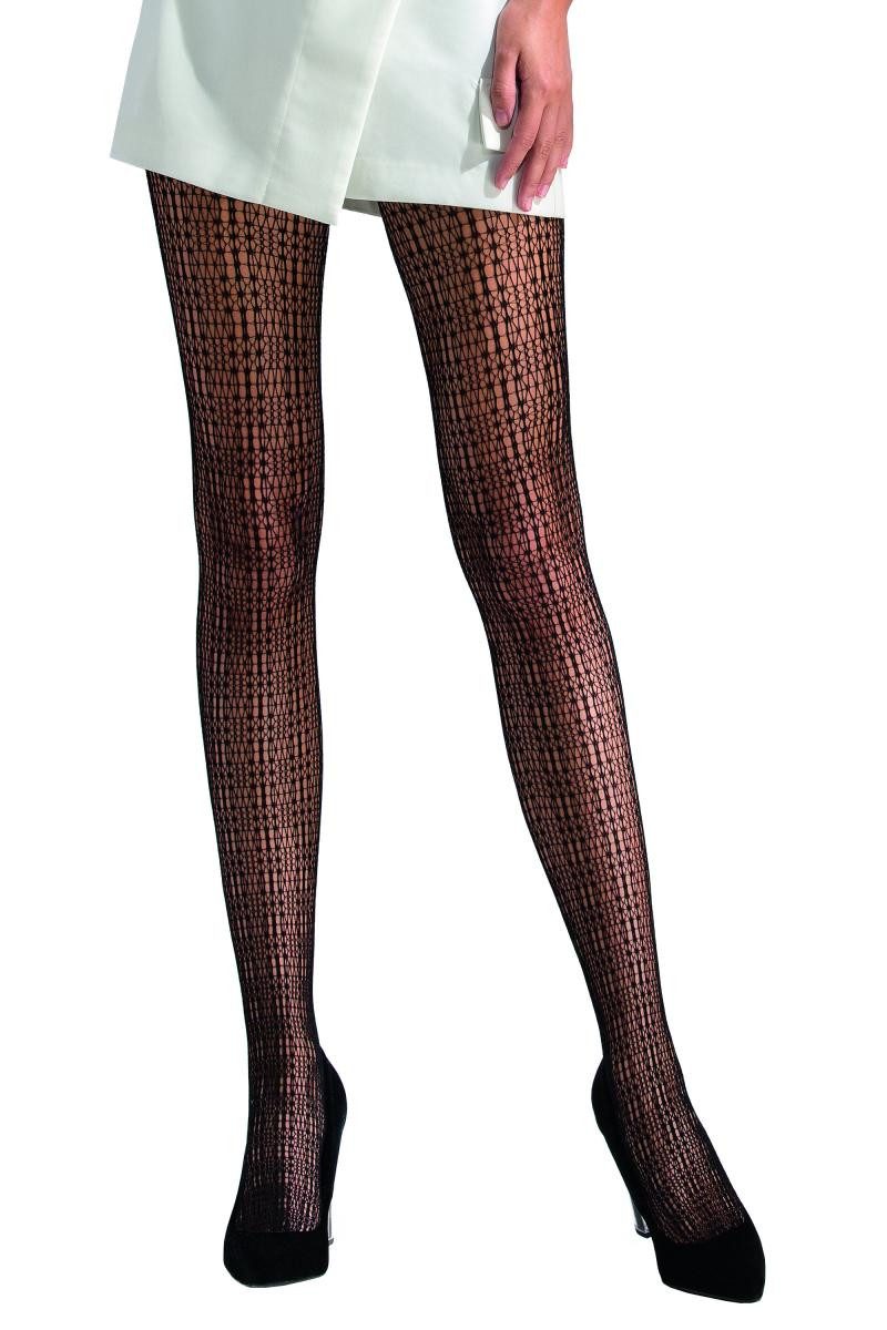 Netzstrumpfhose Damen Netz-Strumpfhose mit Muster schwarz transparent