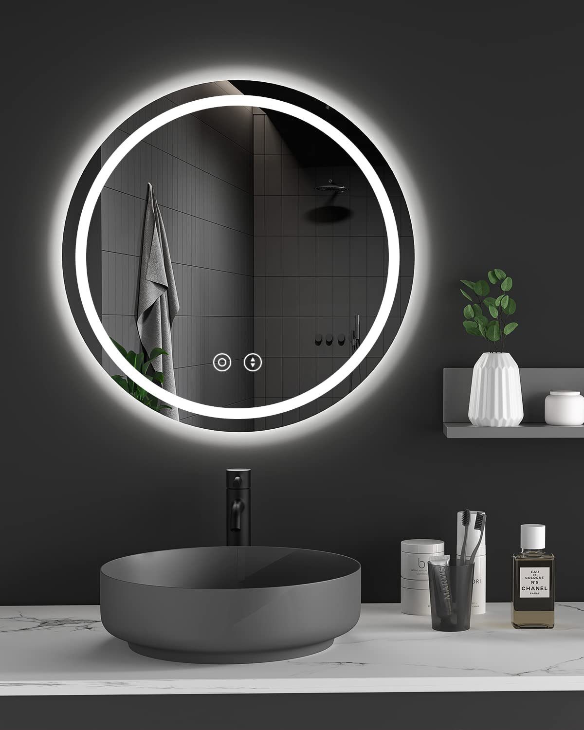 Dripex Badspiegel LED rund Spiegel 3 günstig online kaufen