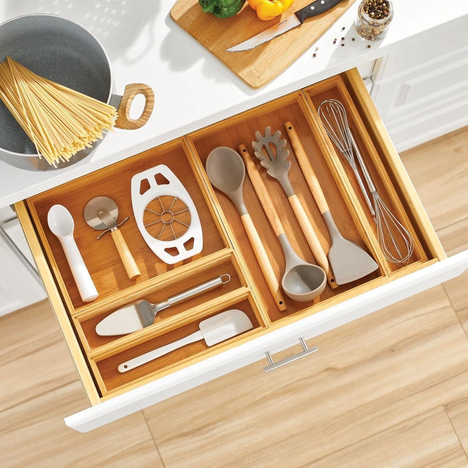 mDesign Aufbewahrungssystem mDesign Schubladeneinsatz Aufbewahrung Organizer schmal 2er-Set Bamb