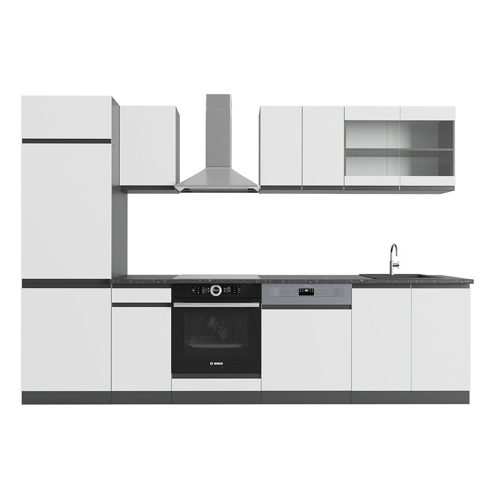 Vicco Küchenzeile R-Line, Weiß/Anthrazit, 300 cm günstig online kaufen