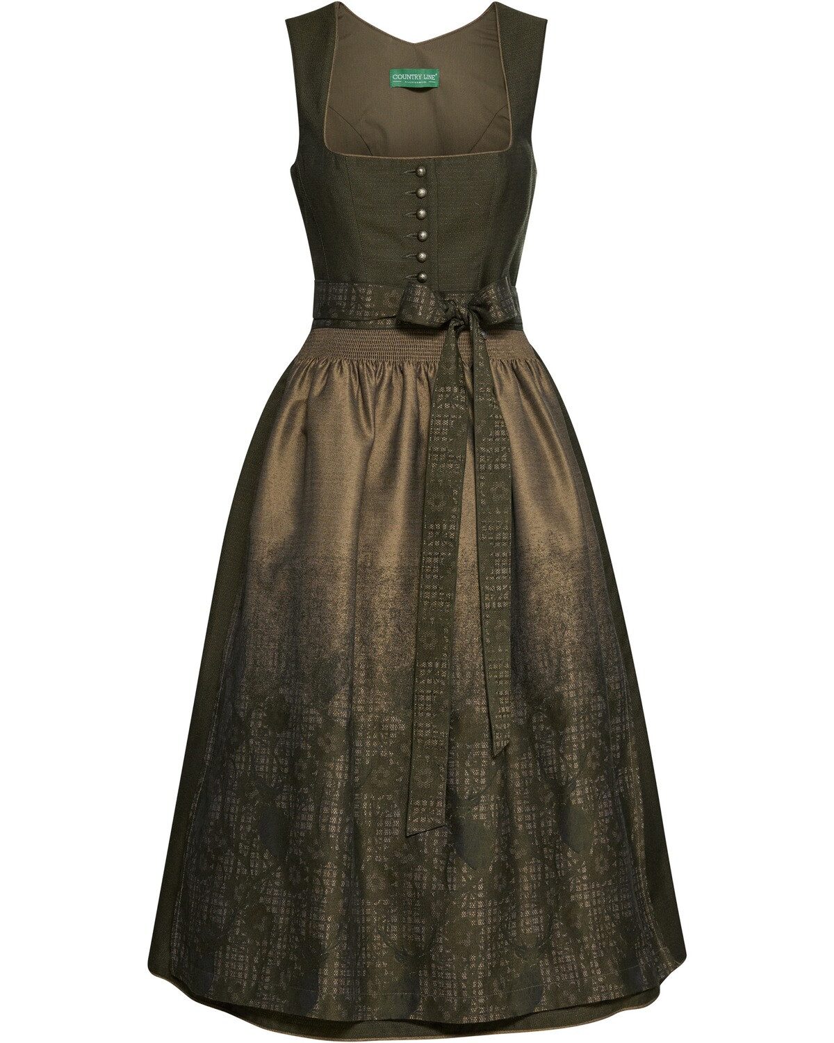 Country Line Dirndl Langes Dirndl mit Hirschmotiv-Schürze