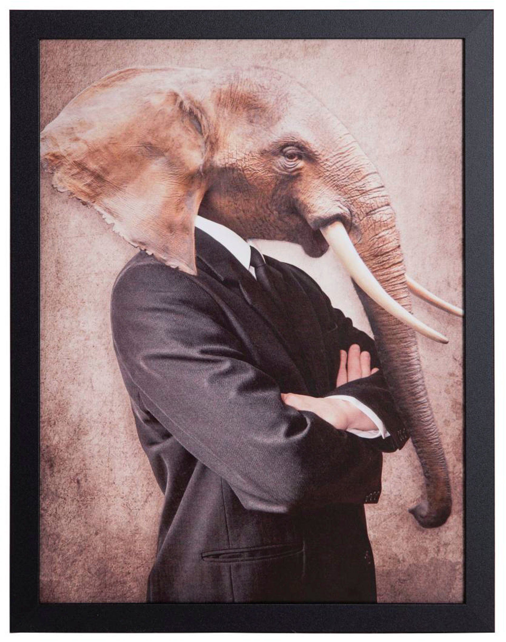 Spiegelprofi GmbH Bild mit Rahmen »Elephant«, (1 Stück), hochwertiger Kunstdruck, Rahmen schwarz-Otto