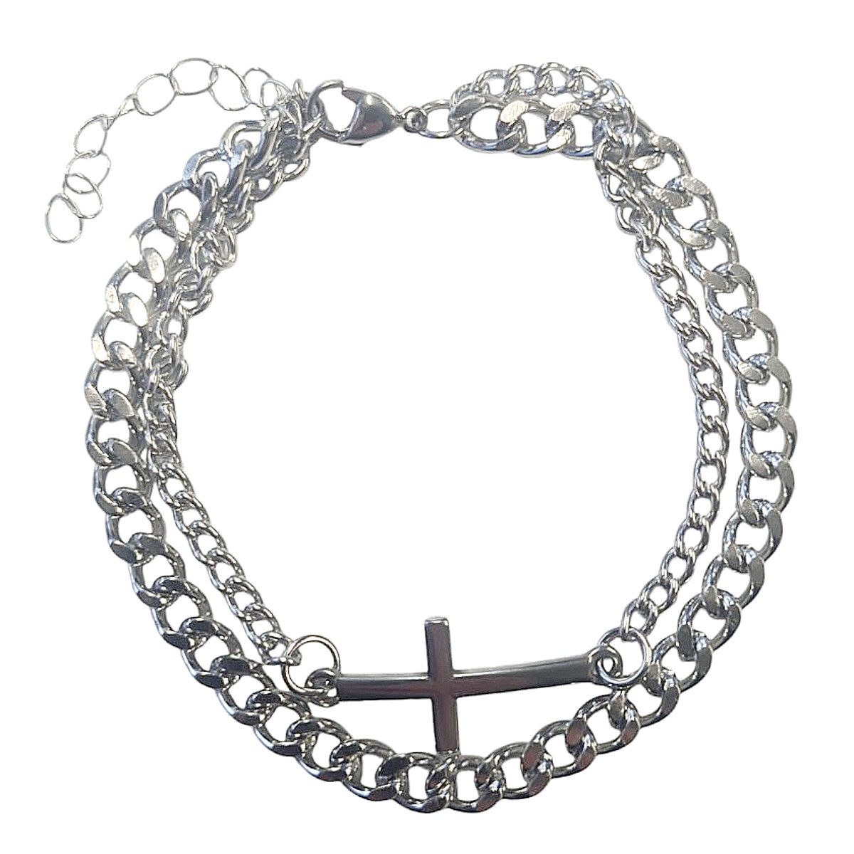 KARMA Edelstahlarmband Herrenarmband Panzerarmband silber (Armband Schmuck günstig online kaufen