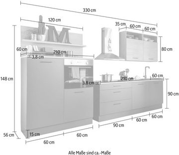 set one by Musterring Küchenzeile Nashville, mit E-Geräten, Breite 320 cm