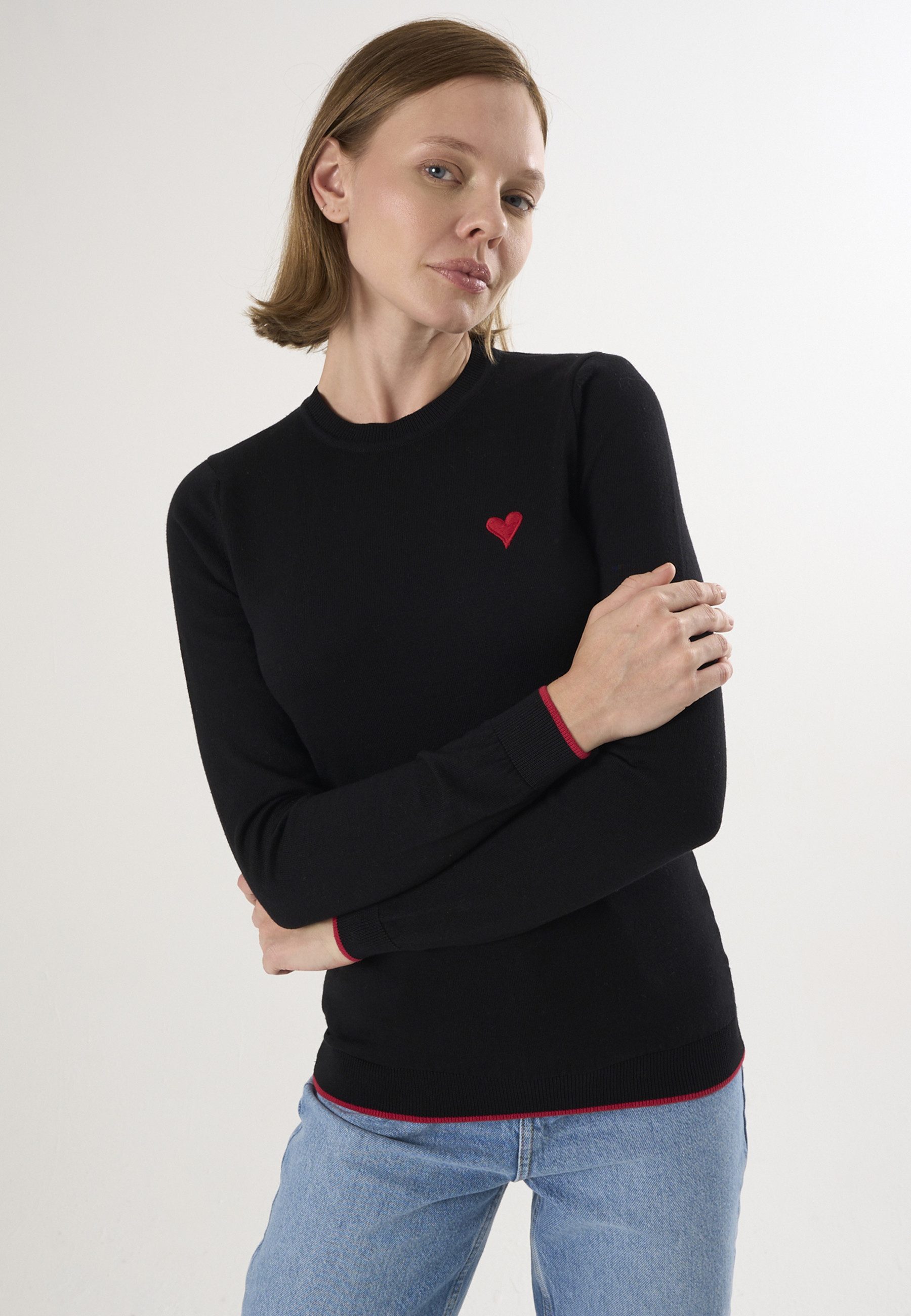 Felix Hardy Rundhalspullover Strickpullover mit Rundhalsausschnitt