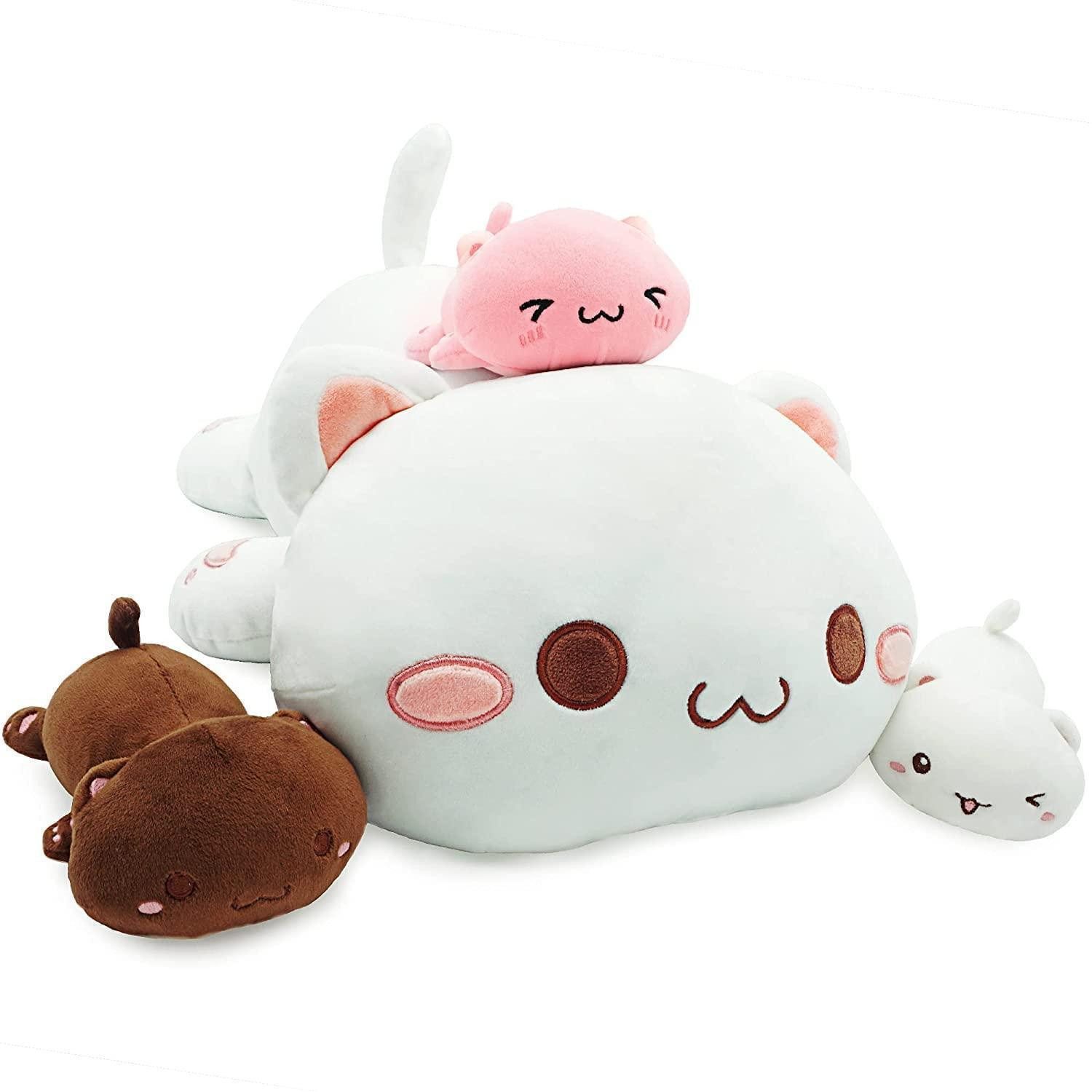 LuxusKollektion Kuscheltier Plüschtier Stofftier Katze Mama 50cm 3 Kätzchen Katze-familie