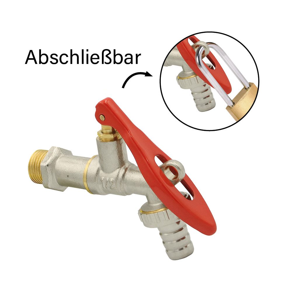 Auslaufventil Messing Kugelauslaufhahn 1/2" Absperrbar