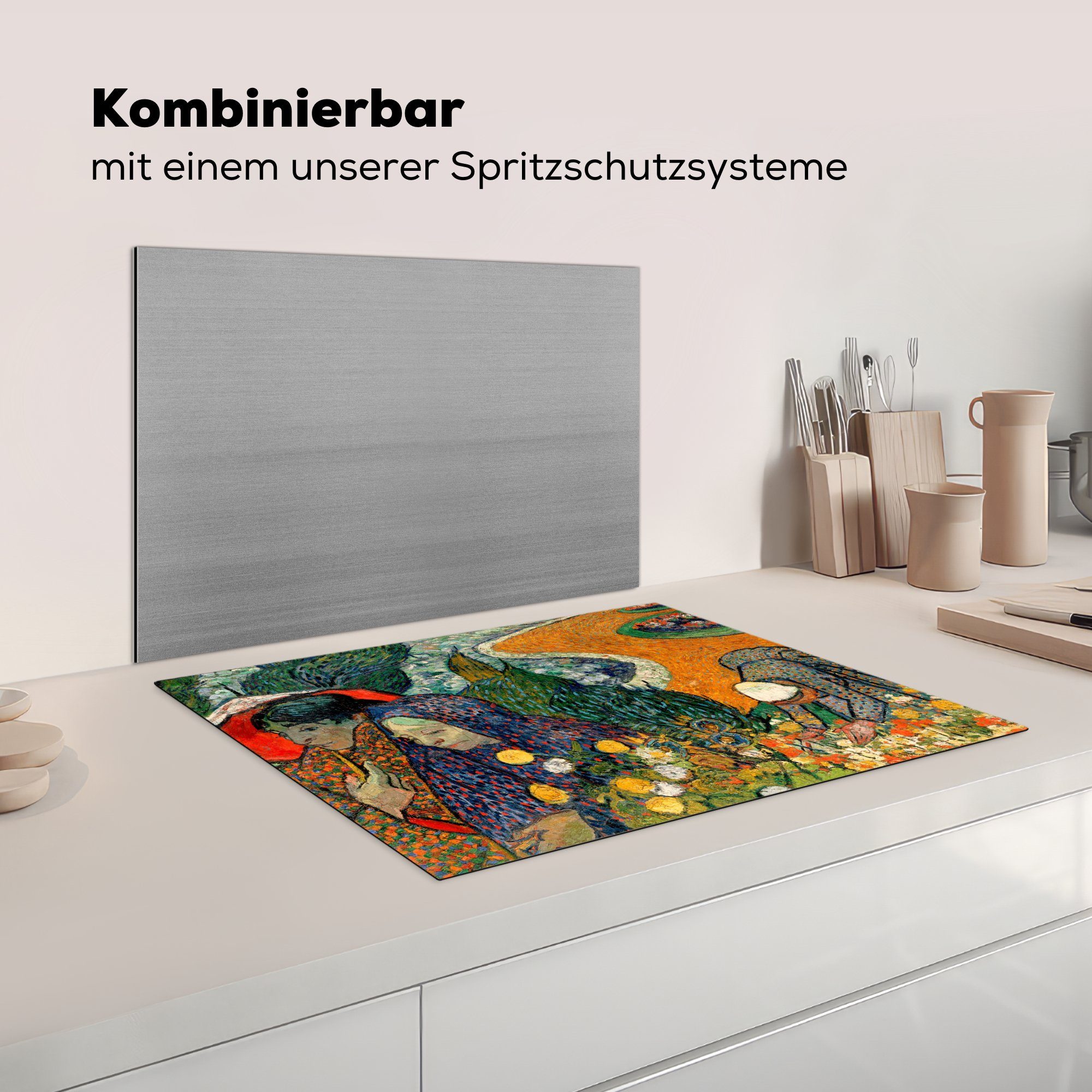 tlg), Induktionskochfeld küche, an Herdblende-/Abdeckplatte von Erinnerungen 71x52 Etten für - cm, den Vinyl, Vincent MuchoWow van Schutz (1 Garten die Gogh, Ceranfeldabdeckung