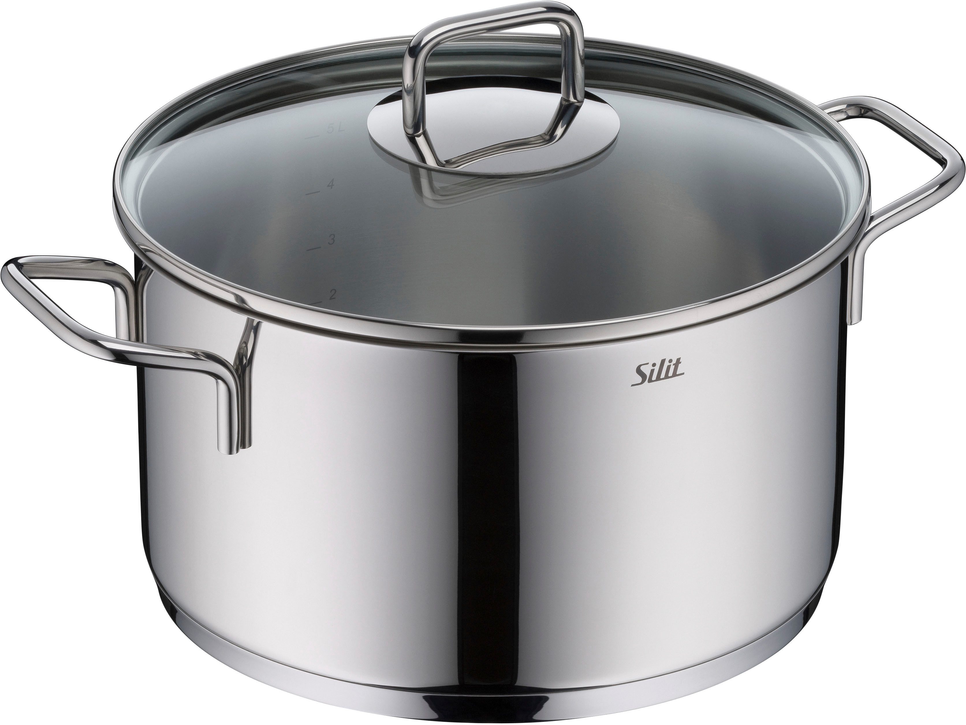 Silit Kochtopf Extra Cook, mit Glasdeckel, Edelstahl 18/10 (2-tlg), SiliTherm Universalboden, induktionsgeeignet, spülmaschinengeeignet