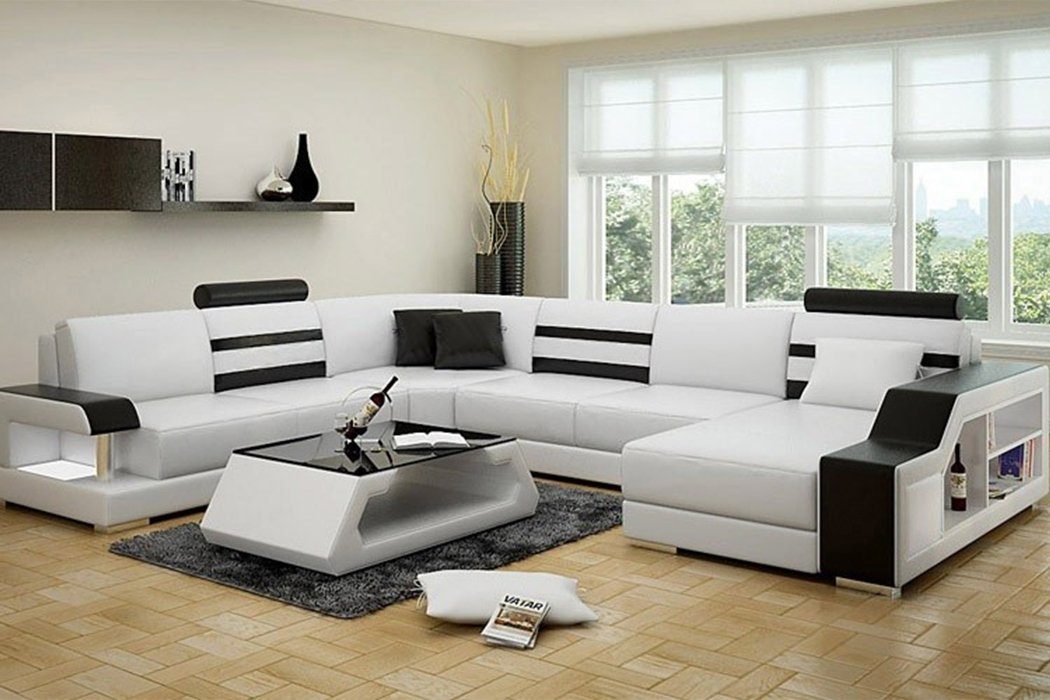 JVmoebel Ecksofa Ecksofa Sofa Couch Polster Eckgarnitur Wohnlandschaft Leder Desing, Made in Europe