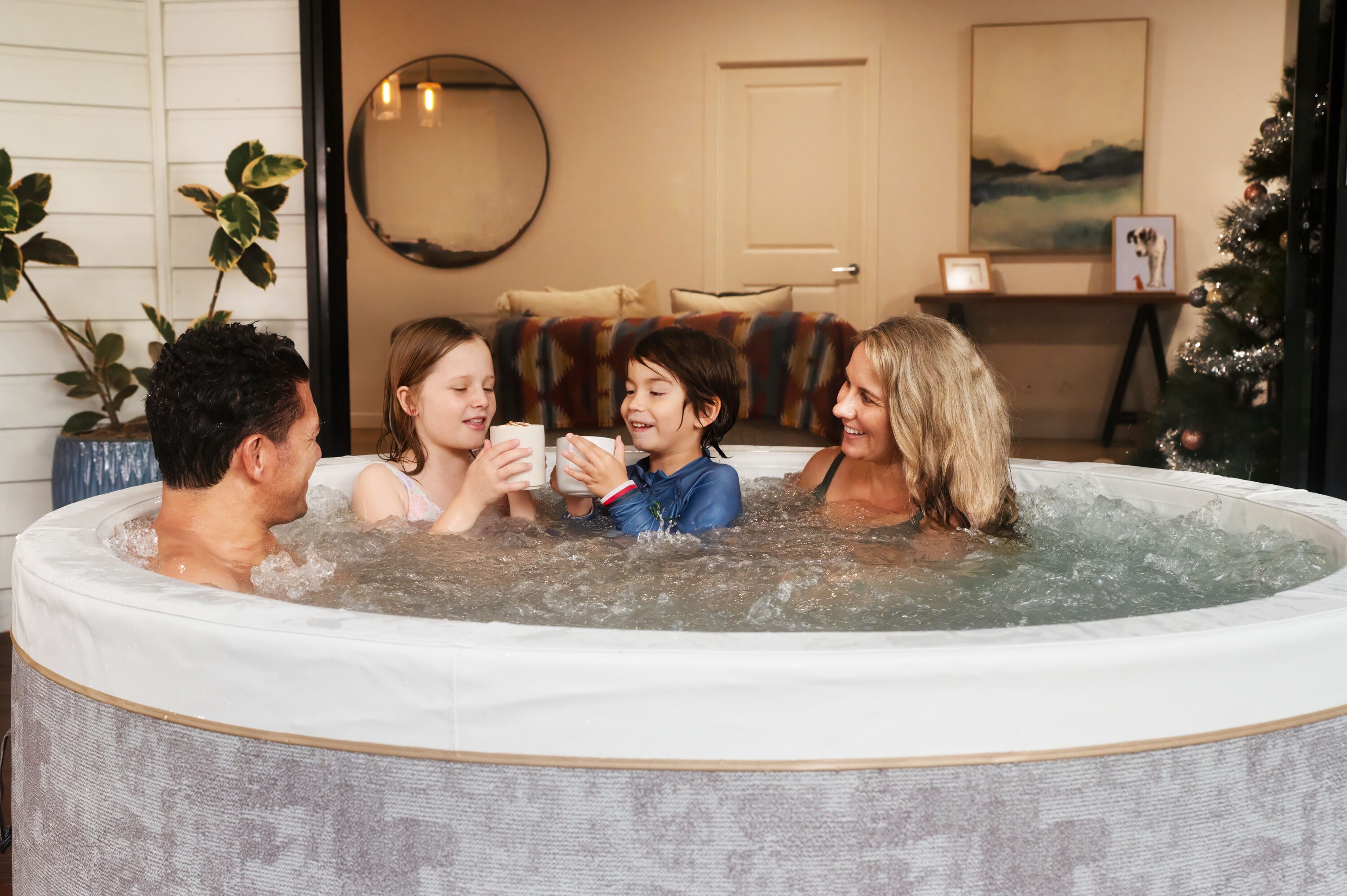 mSpa Whirlpool COCOON ECO - Ø 180 x 65 cm - ganzjährig Outdoor Pool - XXL - 6 Pers., Whirlpool zum Selbstaufbau, inkl. UVC+, 3 Hydromassagedüsen, App-Steuerung, Schnellheizsystem