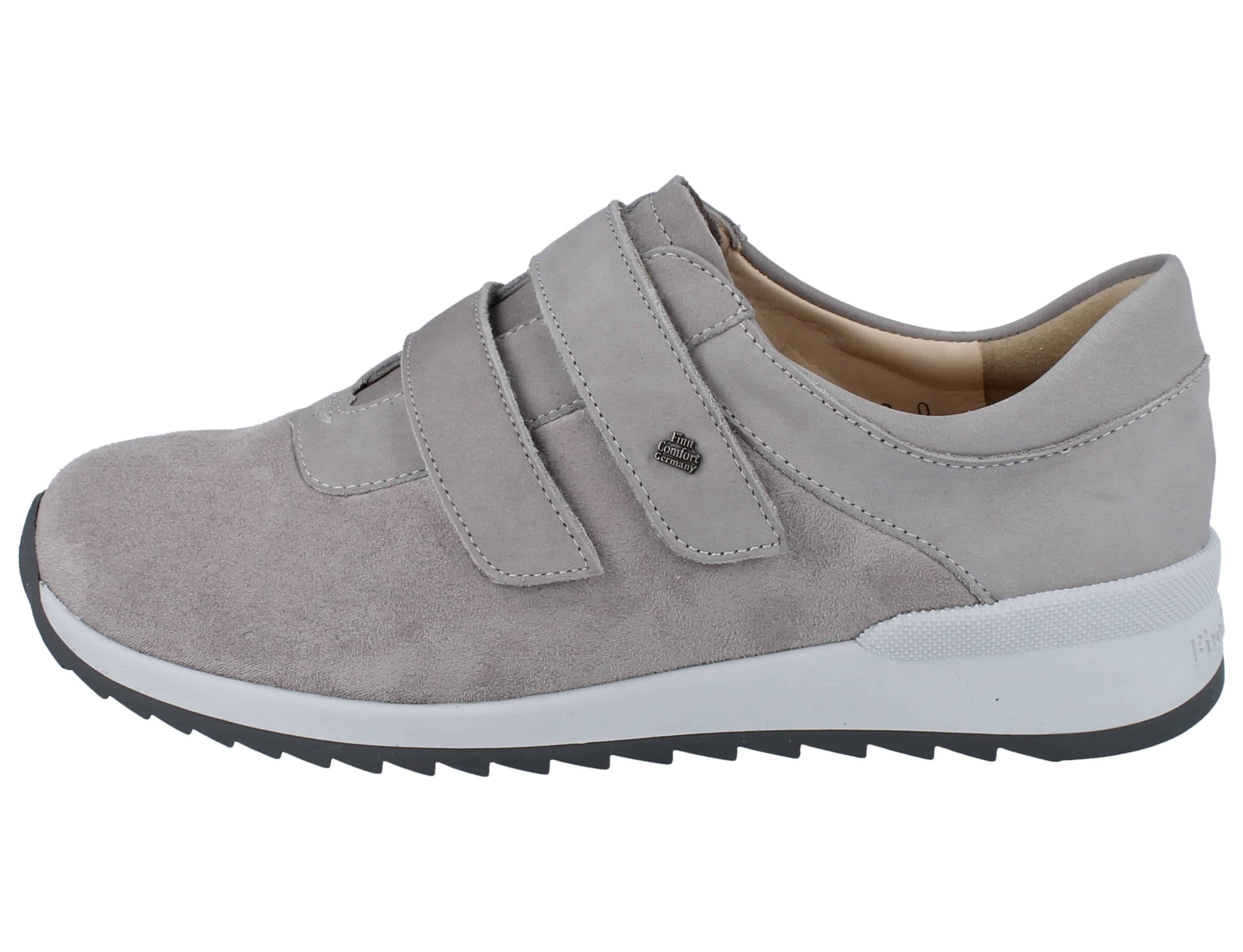 Finn Comfort FINN COMFORT Ivrea Stretch Damen Kletthalbschuhe grau Nubukleder - Schnürschuh Wechselfußbett