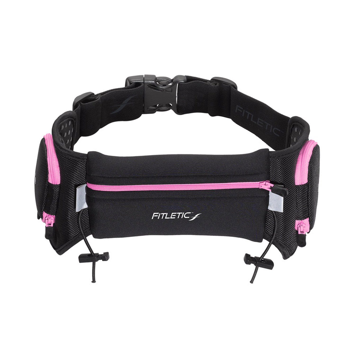 Fitletic Laufgürtel QUENCH - Laufgürtel für Handy, Sportgürtel, Fitnessgürtel, Lauftasche Premium Laufausrüstung Schwarz /Pink