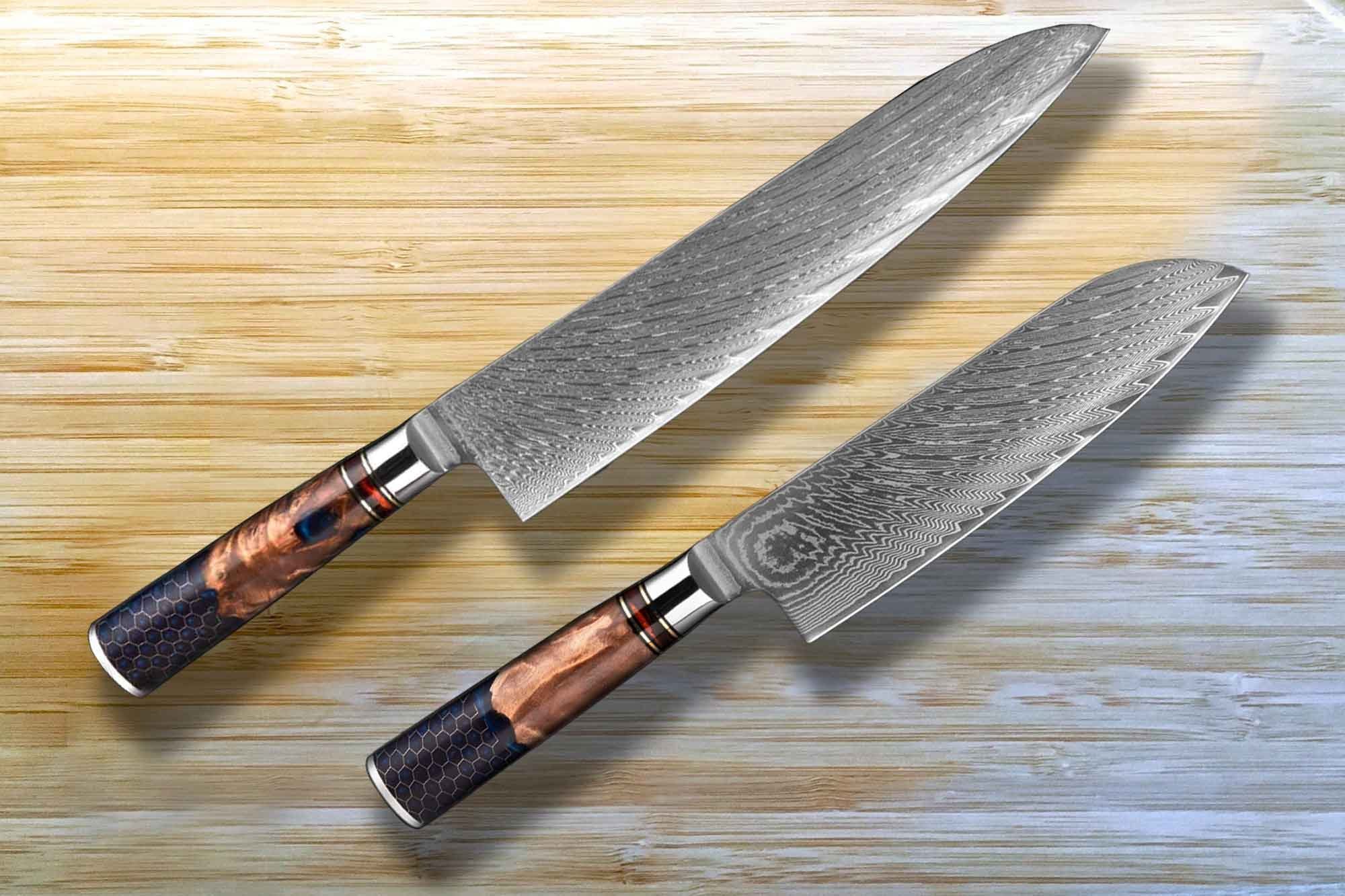 Muxel Allzweckmesser 2-tlg. Küchenmesser Set Kochmesser und Santoku Messer Extrem scharfe, Jedes Messer ist ein Unikat