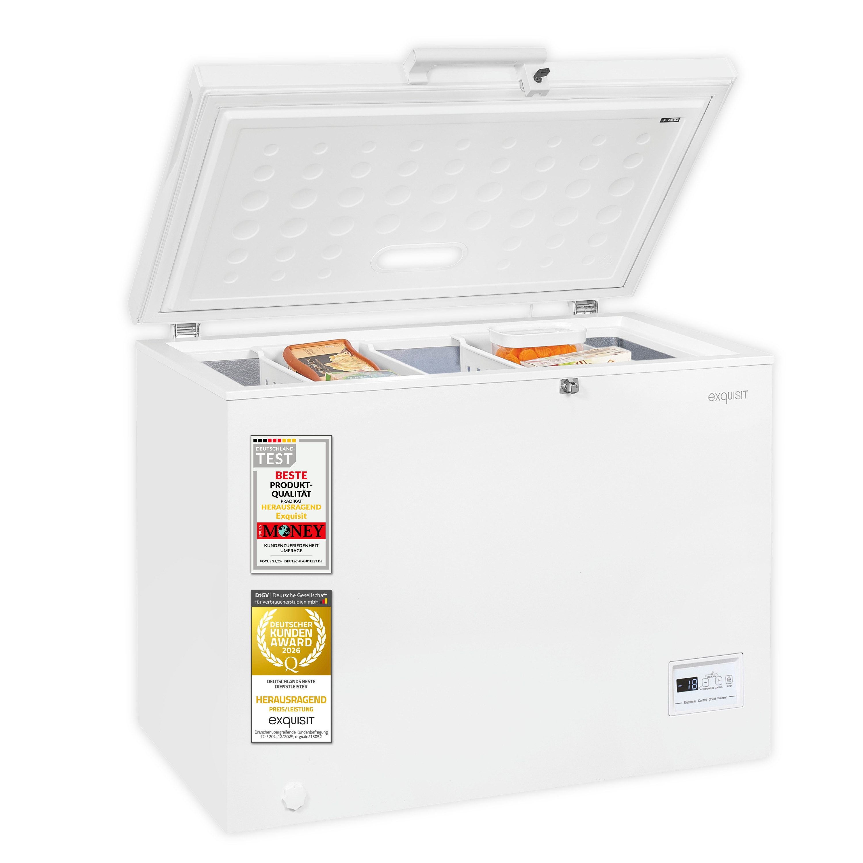 exquisit Gefriertruhe GT5200-HE-041C, 102,6 cm breit, 198 l, 198 l Nutzinhalt, 4 Sternefach 198,0 l, Energieklasse C, 40 dB