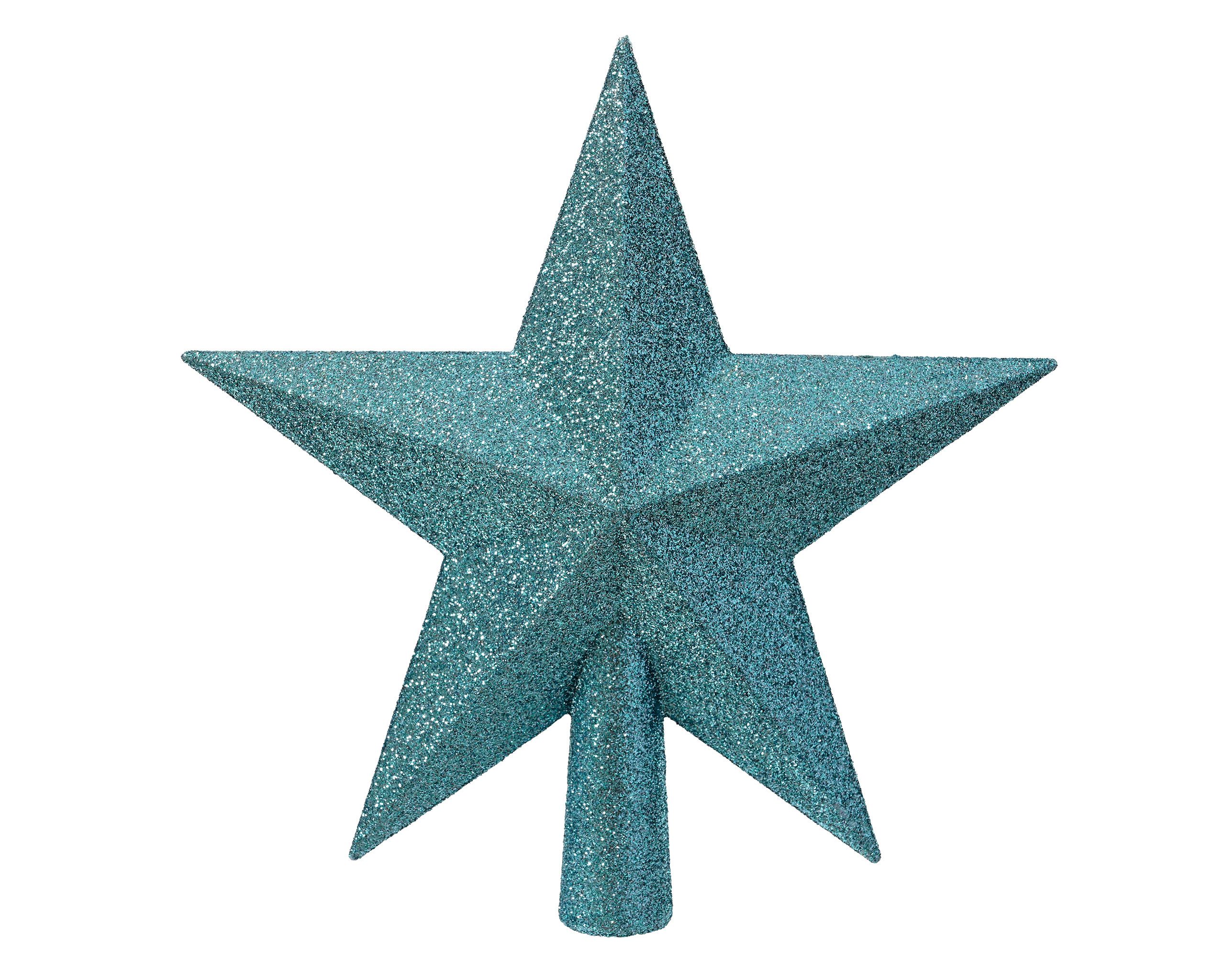 Kaemingk Christbaumspitze, Christbaumspitze Stern mit Glitzer 19cm Kunststoff - Folkloreblau