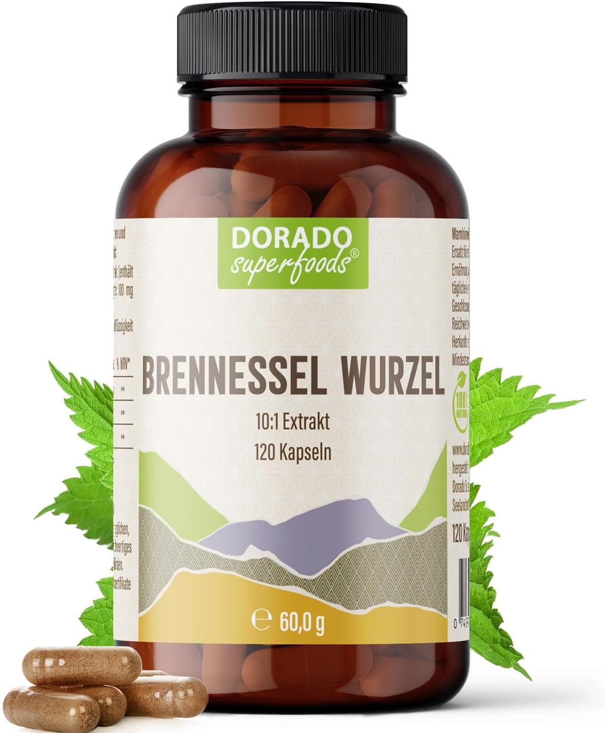 Brennessel Wurzel Extrakt - 120 x Kapseln, 1600 mg Tagesportion Kapsel