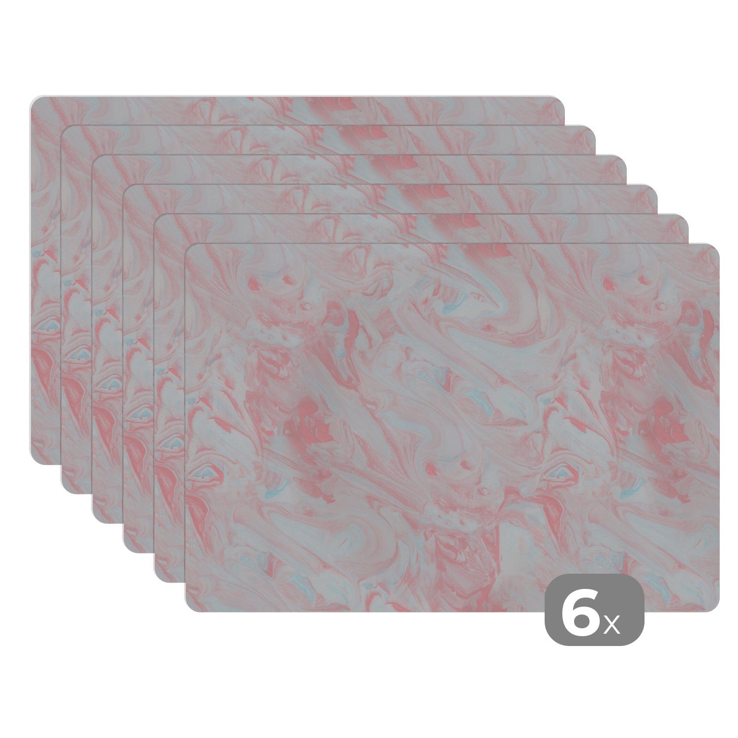 Platzset, Marmor - Rosa - Weiß - Muster, MuchoWow, (6-St), Platzset, Platzdecken, Platzmatte, Tischmatten, Schmutzabweisend