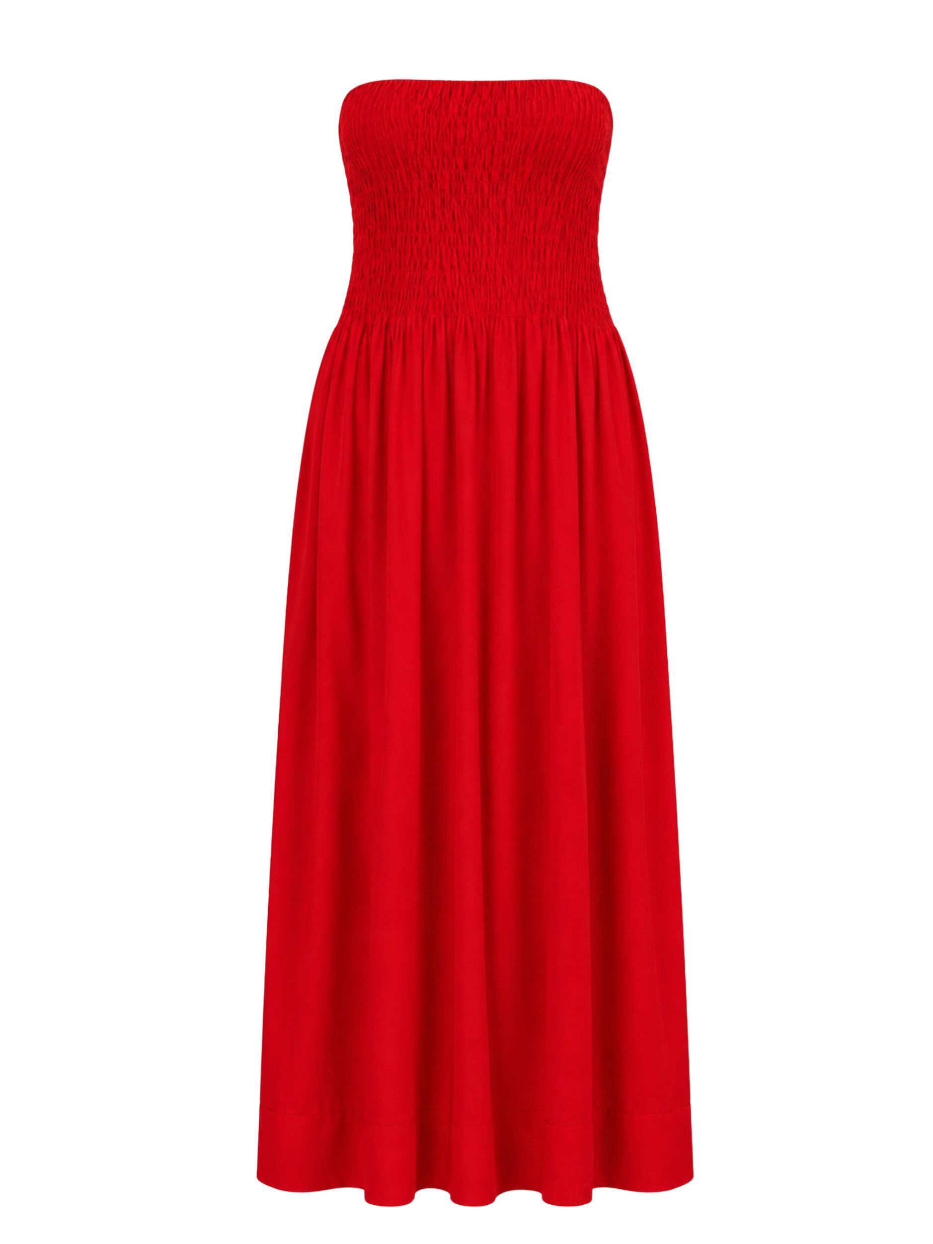 SASSYCLASSY Maxikleid Bandeau Kleid für Damen Elegantes Maxikleid mit elastischem Oberteil und fließendem Rock – Bild 2 von 5