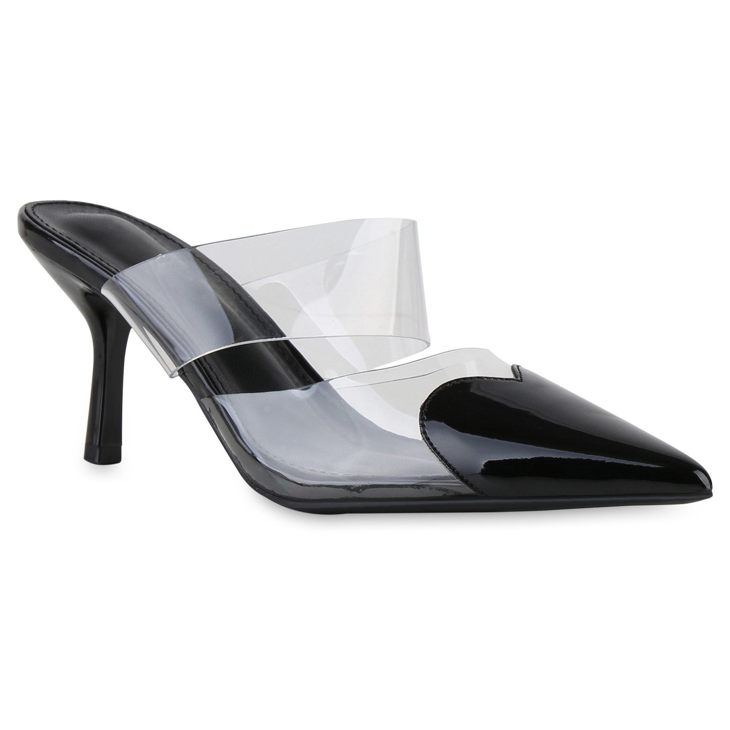 VAN HILL 841531 Sandalette Damen Pantoletten Sandaletten Transparente Party Lack