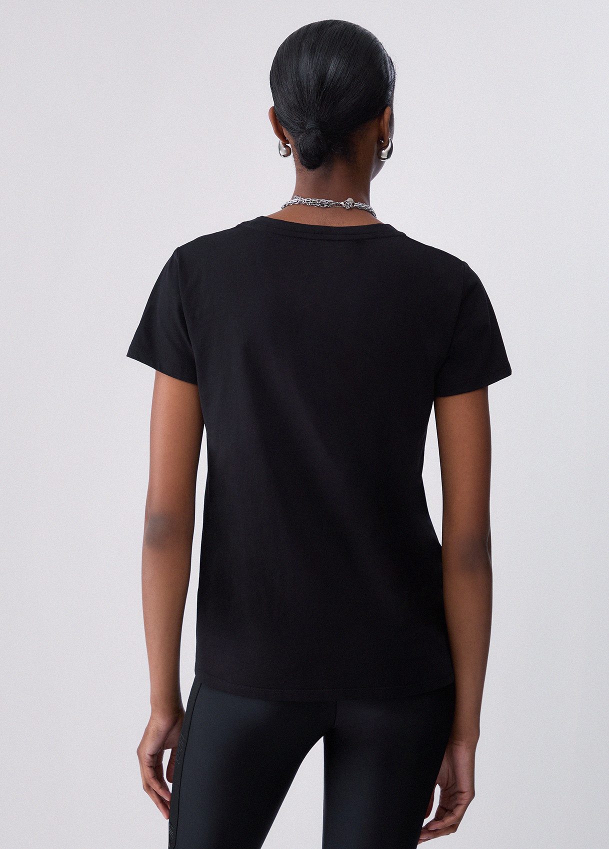 Liu Jo T-Shirt ECS T-SHIRT BASICA M/C - Logo Shirt mit Strass schwarz