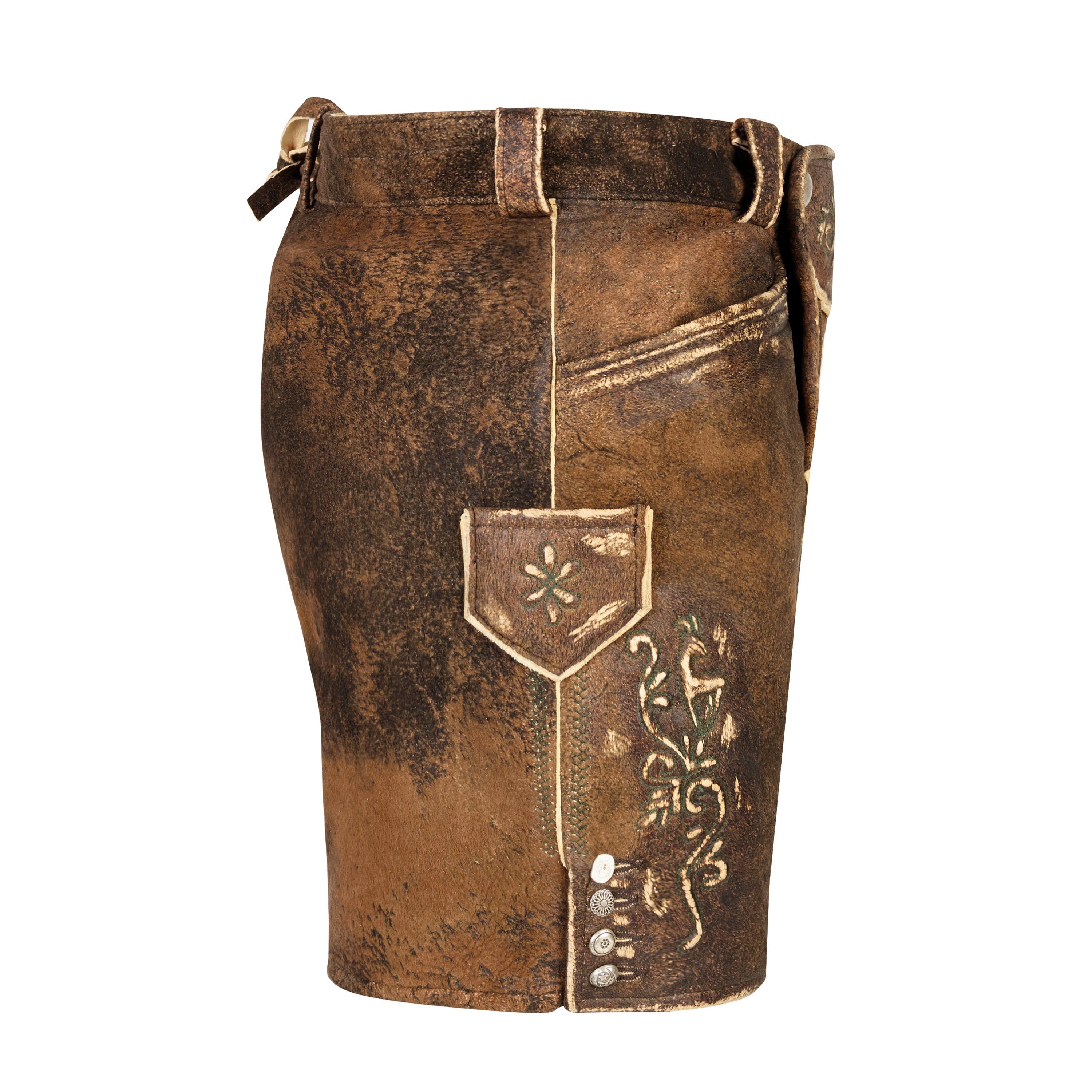 Almbock Trachtenlederhose Damen Wildbocklederhose Sissi (1-tlg) braun antik-used