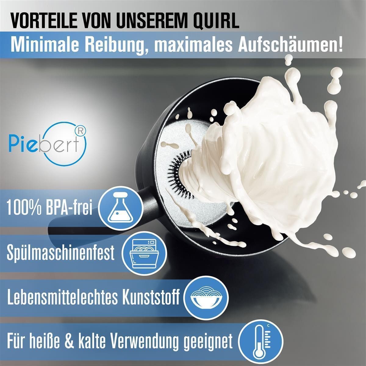 Piebert Milchaufschäumer 3x Quirl 39179 (zum Milch aufschäumen) für Induktionsmilchaufschäumer: