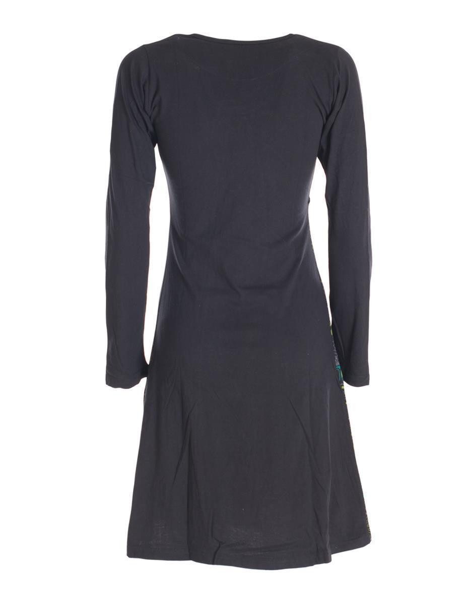 Vishes Jerseykleid Damen Mandala Kleid Blumenkleid Langarm Rundhals Baumwollkleid Hippie, Ethno, Elfen Style