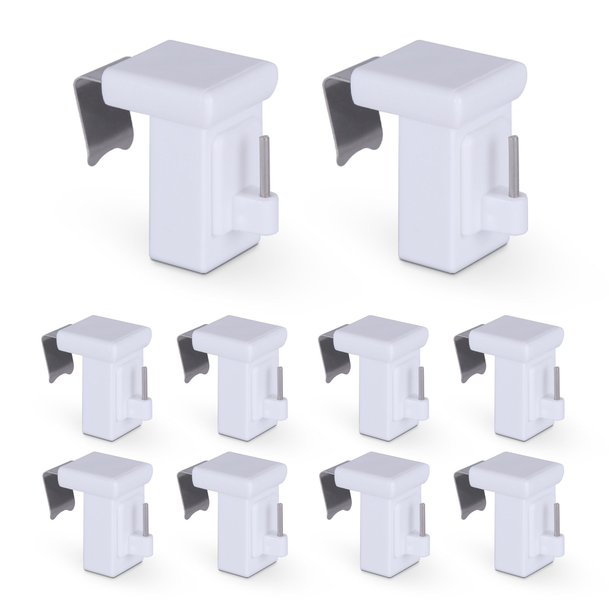Bestlivings Klemmträger für Fensterrahmenstärke 10-27 mm, für Vitragestangen, (20-tlg), aus robustem und langlebigem Kunststoff, drehbar