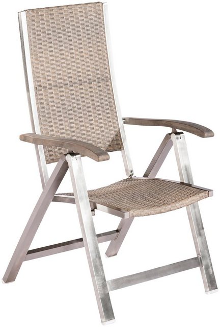MERXX Gartenstuhl San Severo, Edelstahl/Polyrattan/Akazie, verstellbar