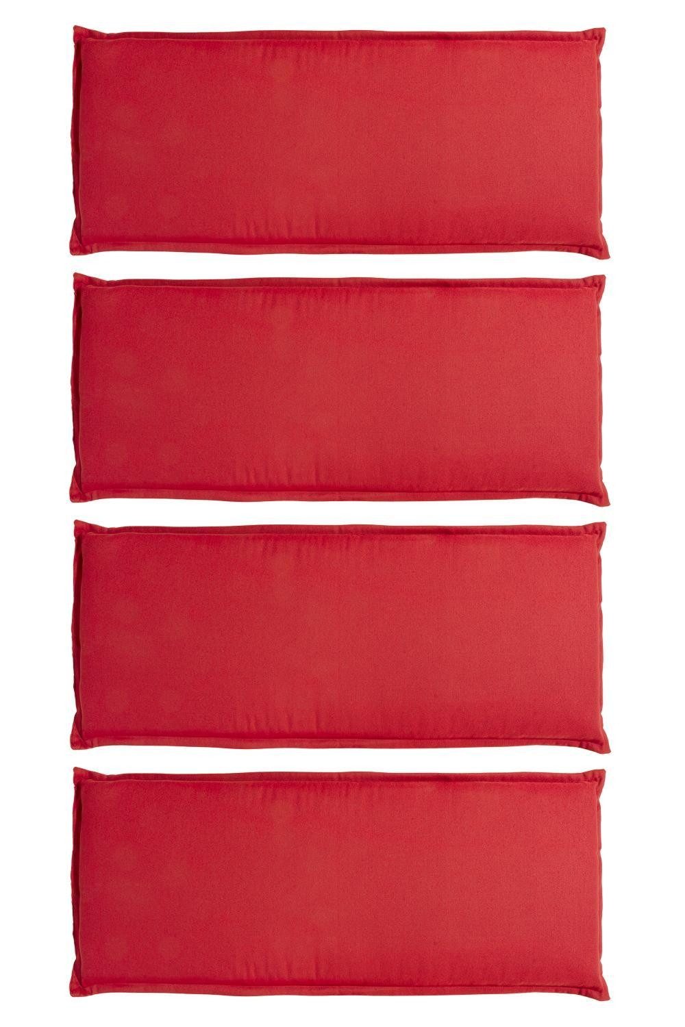 GO-DE Bankauflage REDSUN, B 48 x L 115 cm, Rot, Polyester, (Set, 4 St), für 2-Sitzer, mit Stehsaum