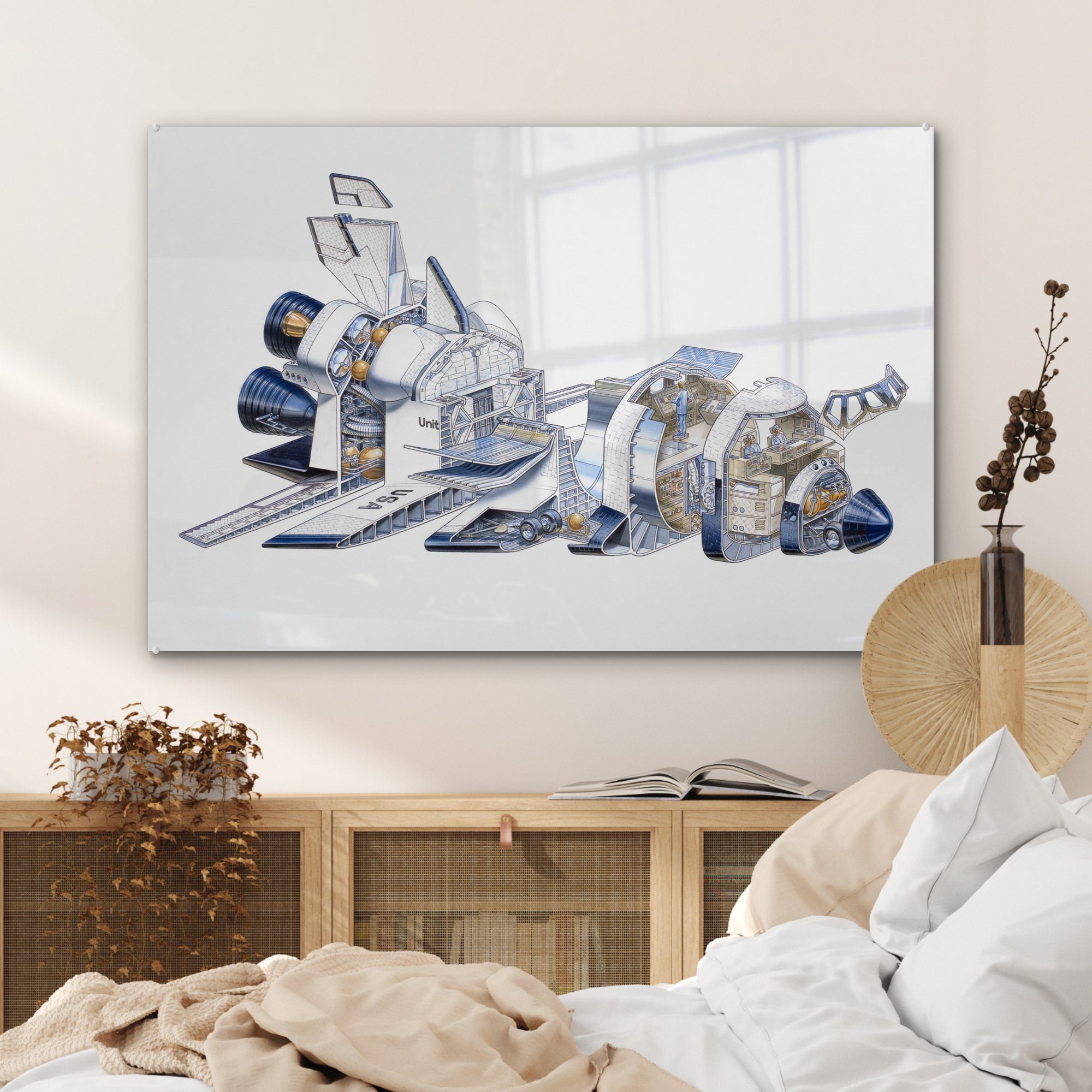 MuchoWow Acrylglasbild Illustration eines NASA-Raumschiffs, Acrylglasbilder (1 & Schlafzimmer Wohnzimmer St)