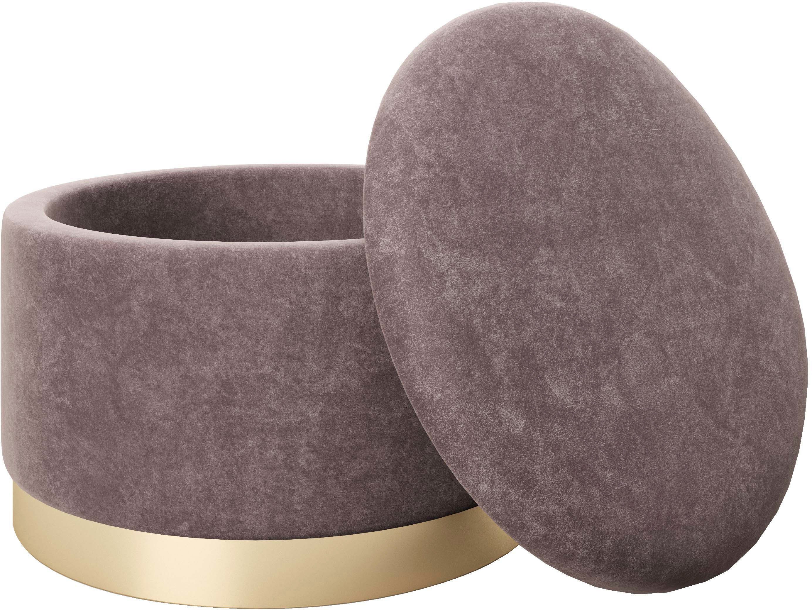 PLAYBOY Pouf SUE, Abnehmbarer Deckel, innen Stauraum für Decken, Kissen und Sonstiges